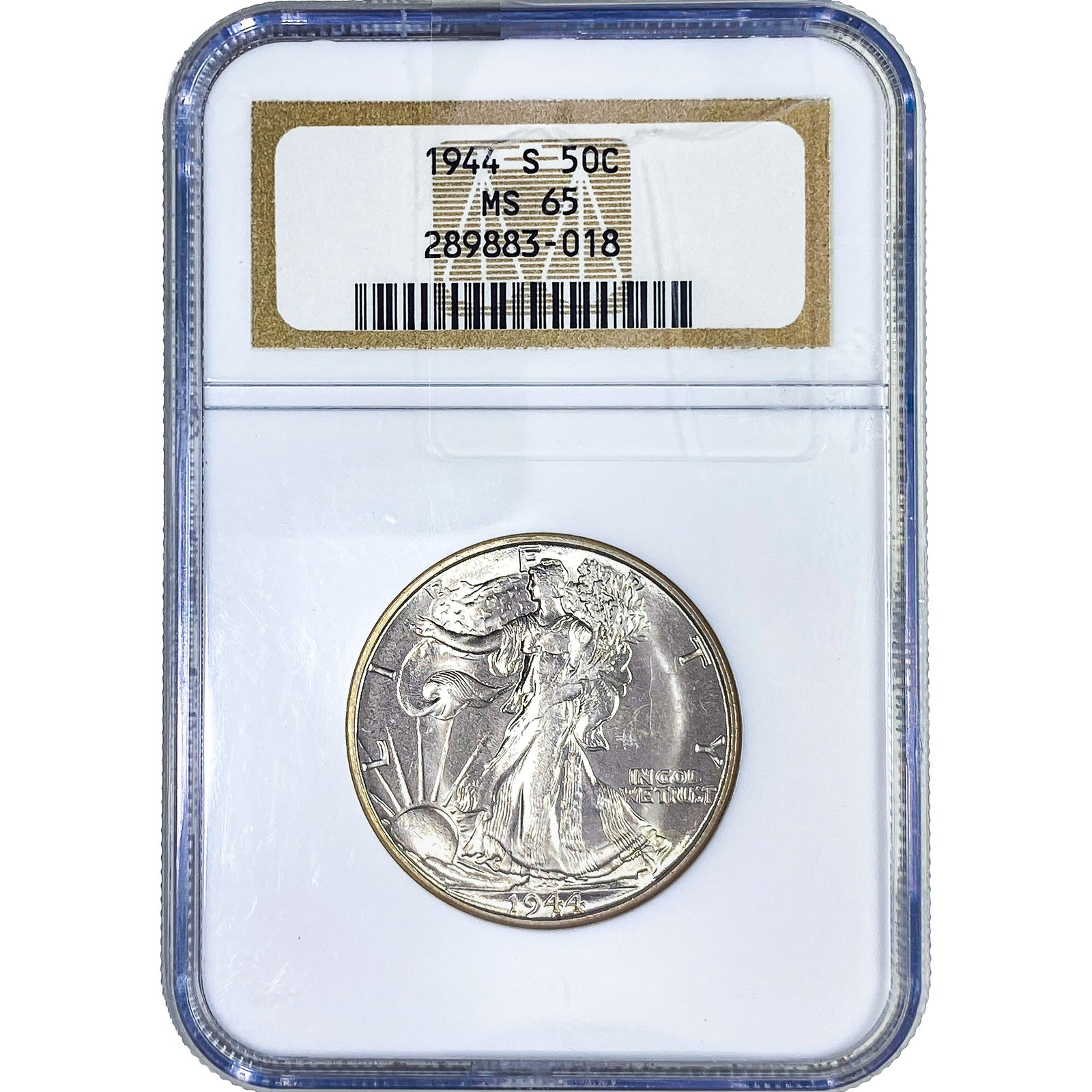 1944-S Walking Liberty Half Dollar NGC MS65: 1944-S Walking Liberty Half Dollar NGC MS65