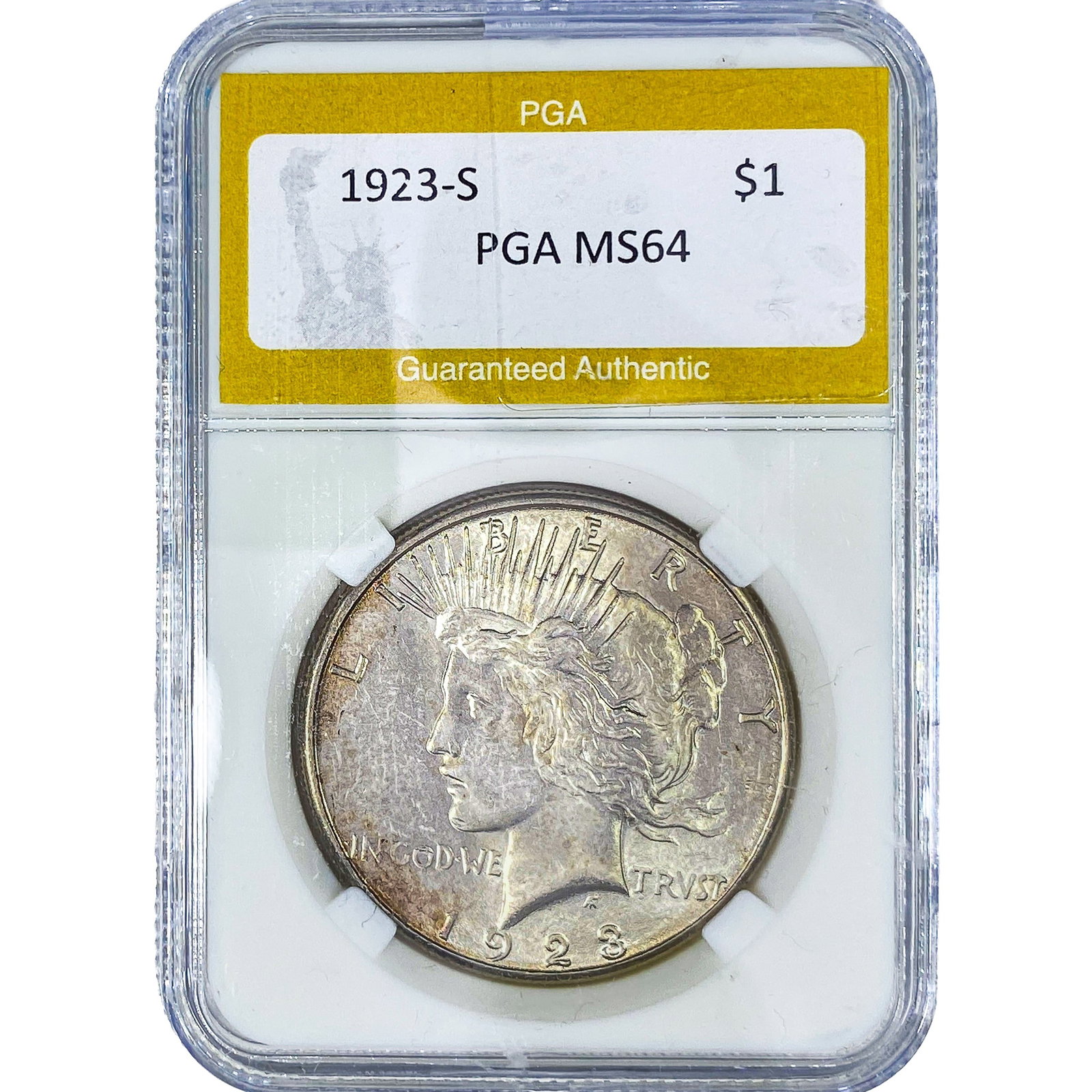 1923-S Silver Peace Dollar PGA MS64: 1923-S Silver Peace Dollar PGA MS64
