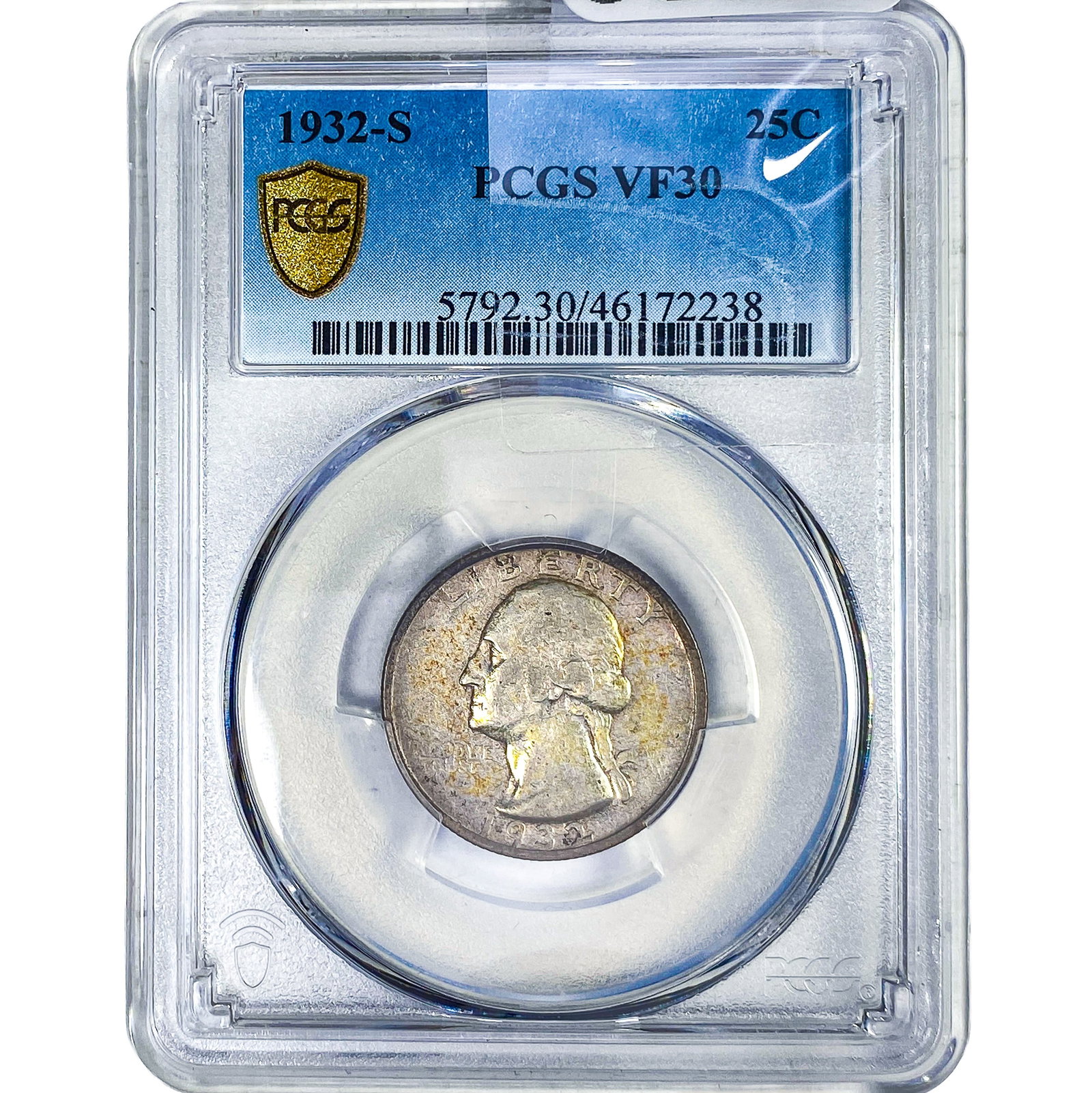 1932-S Washington Silver Quarter PCGS VF30: 1932-S Washington Silver Quarter PCGS VF30