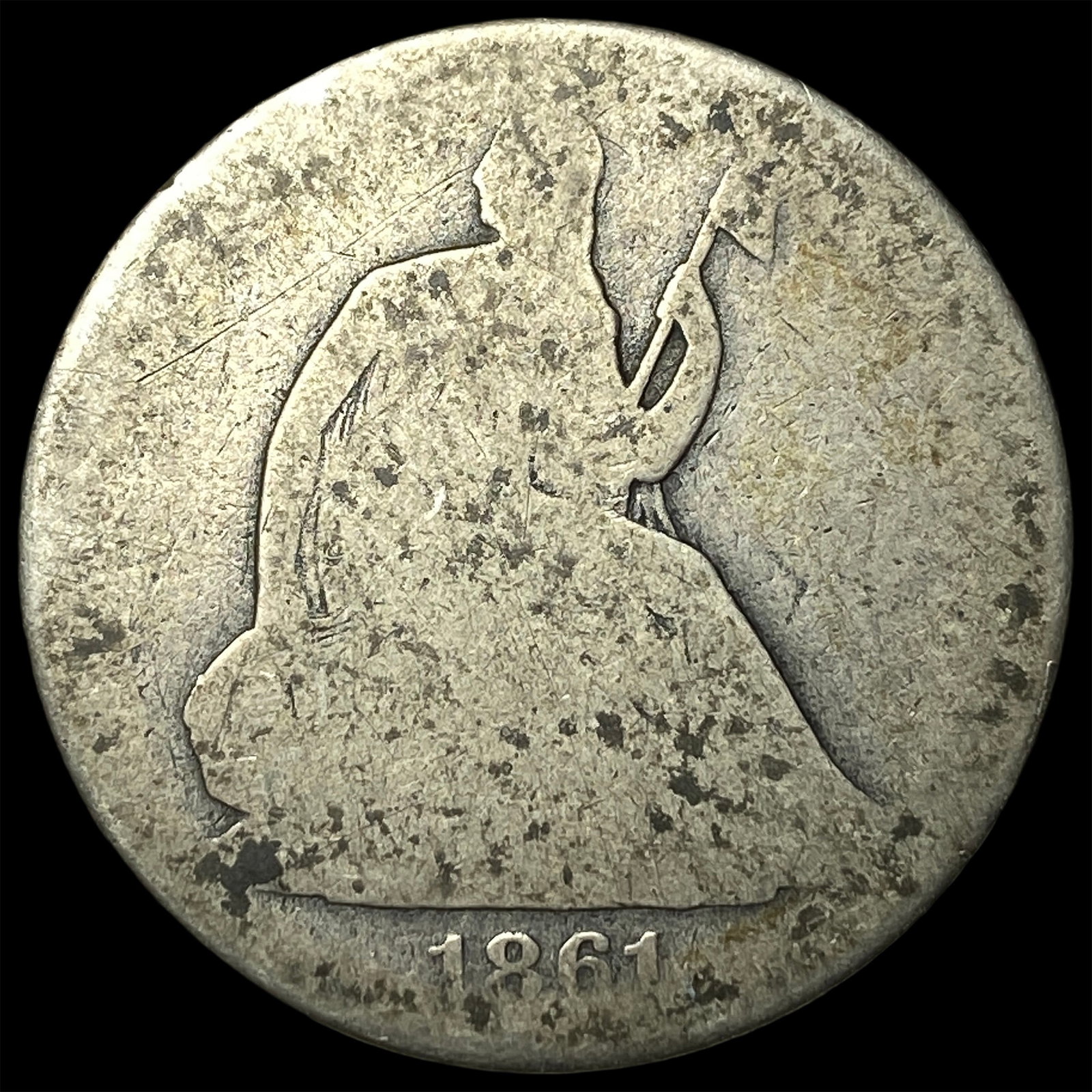 1861 Silver Seated Liberty Quarter NICELY CIRCULATED: 1861 Silver Seated Liberty Quarter NICELY CIRCULATED