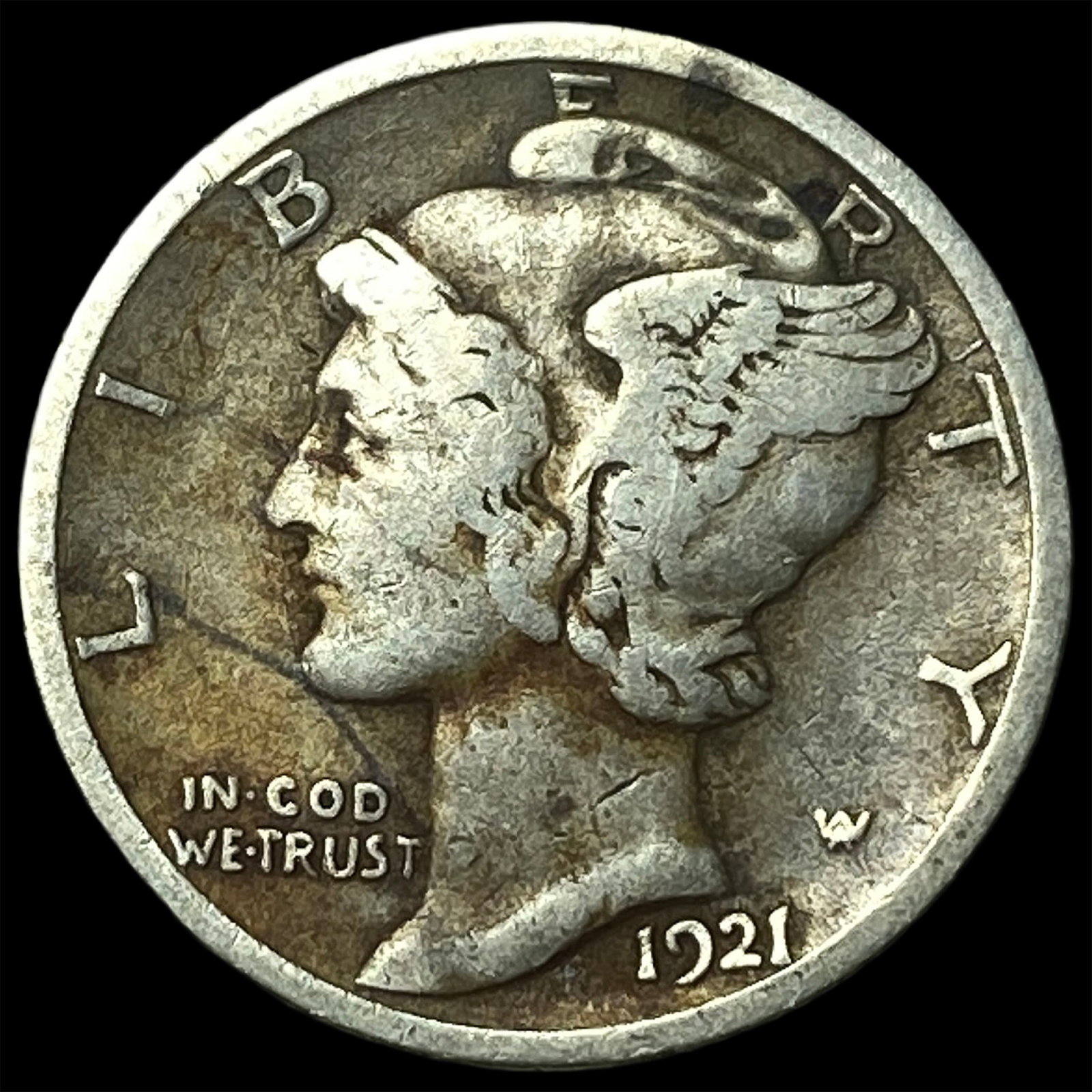 1921-D Silver Mercury Dime LIGHTLY CIRCULATED: 1921-D Silver Mercury Dime LIGHTLY CIRCULATED