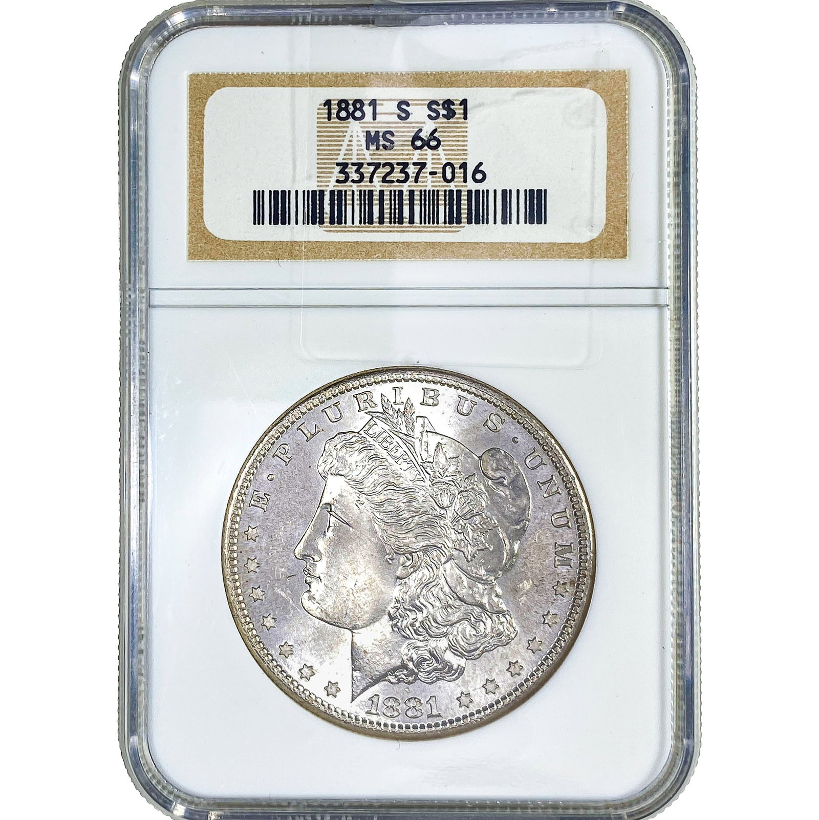 1881-S Morgan Silver Dollar NGC MS66: 1881-S Morgan Silver Dollar NGC MS66