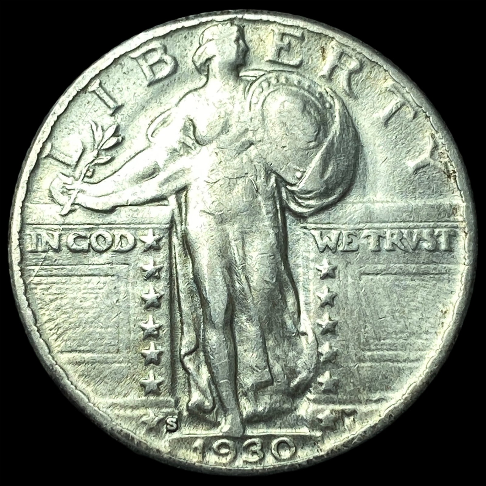 1930-S Silver Standing Liberty Quarter CLOSELY UNCIRCULATED: 1930-S Silver Standing Liberty Quarter CLOSELY UNCIRCULATED