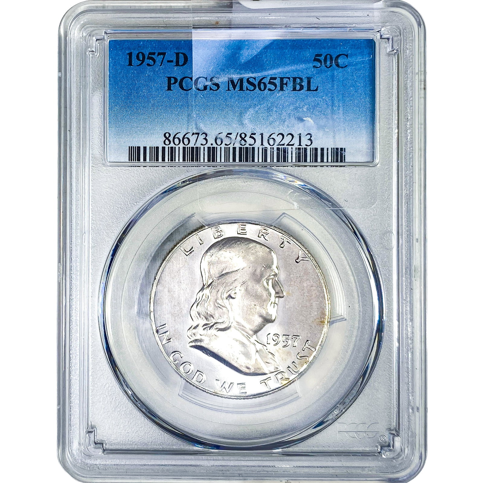 1957-D Franklin Half Dollar PCGS MS65 FBL: 1957-D Franklin Half Dollar PCGS MS65 FBL