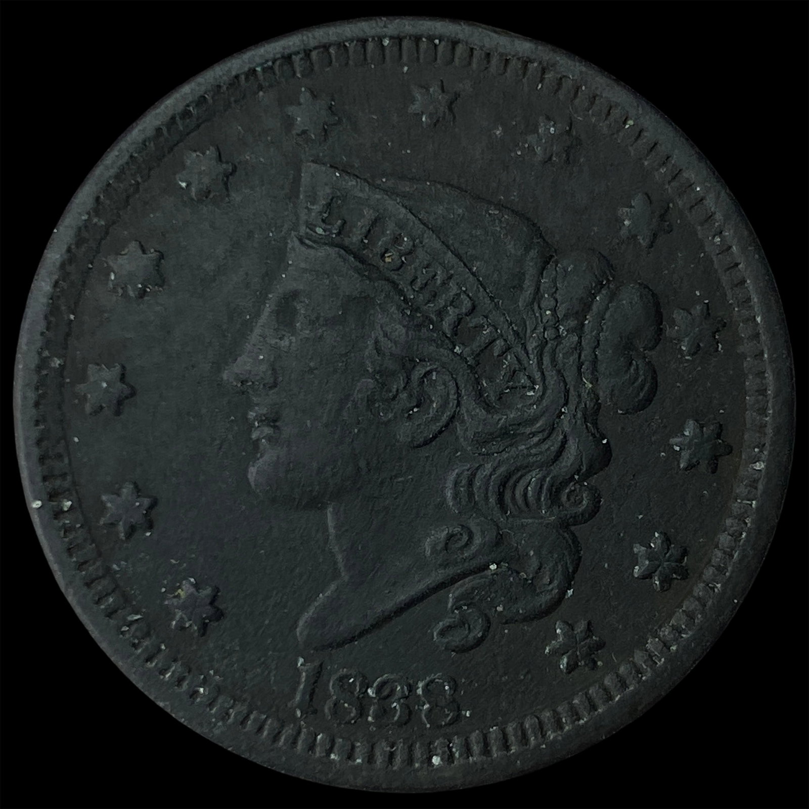 1838 Coronet Head Large Cent CHOICE AU: 1838 Coronet Head Large Cent CHOICE AU