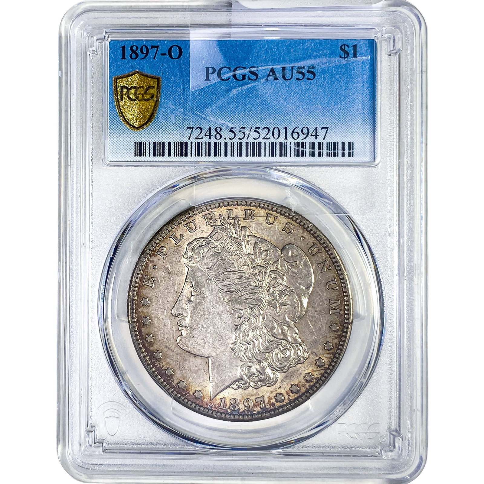 1897-O Morgan Silver Dollar PCGS AU55: 1897-O Morgan Silver Dollar PCGS AU55