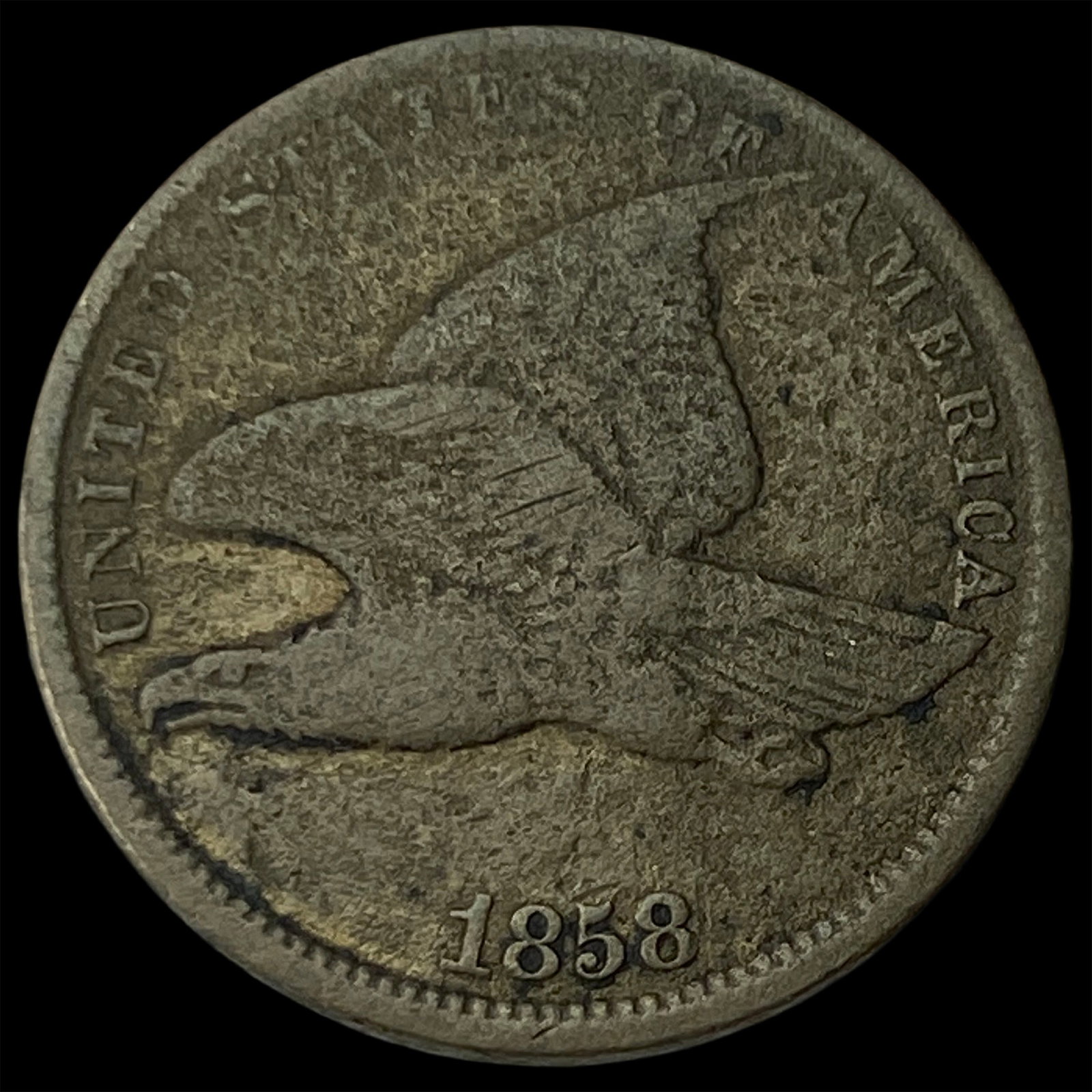 1858 Copper-Nickel Flying Eagle Cent NEARLY UNCIRCULATED: 1858 Copper-Nickel Flying Eagle Cent NEARLY UNCIRCULATED