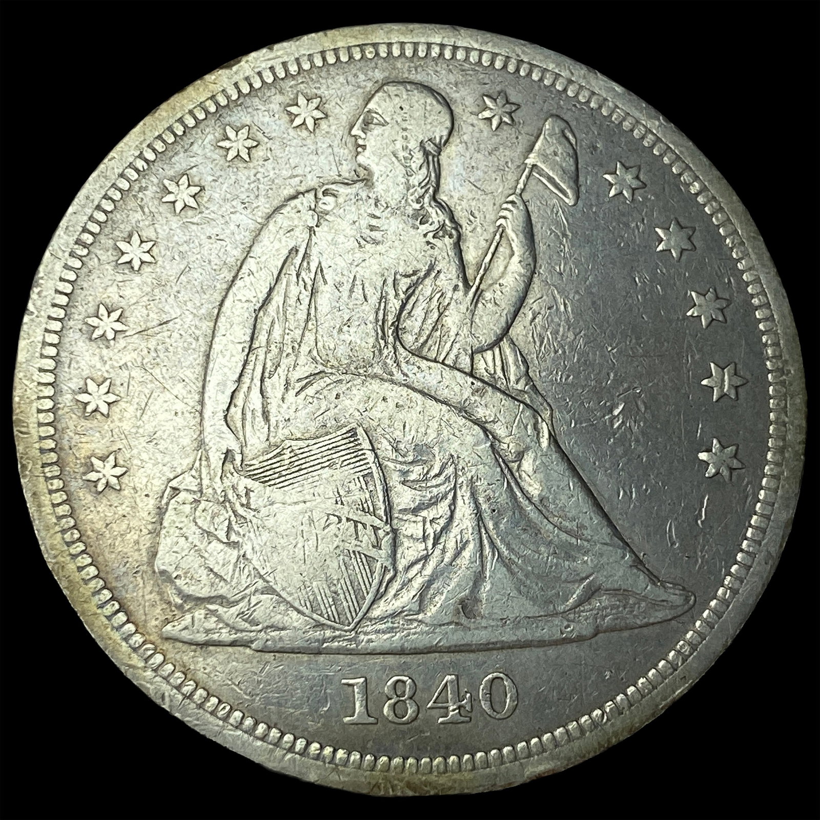 1840 Silver Seated Liberty Dollar LIGHTLY CIRCULATED: 1840 Silver Seated Liberty Dollar LIGHTLY CIRCULATED