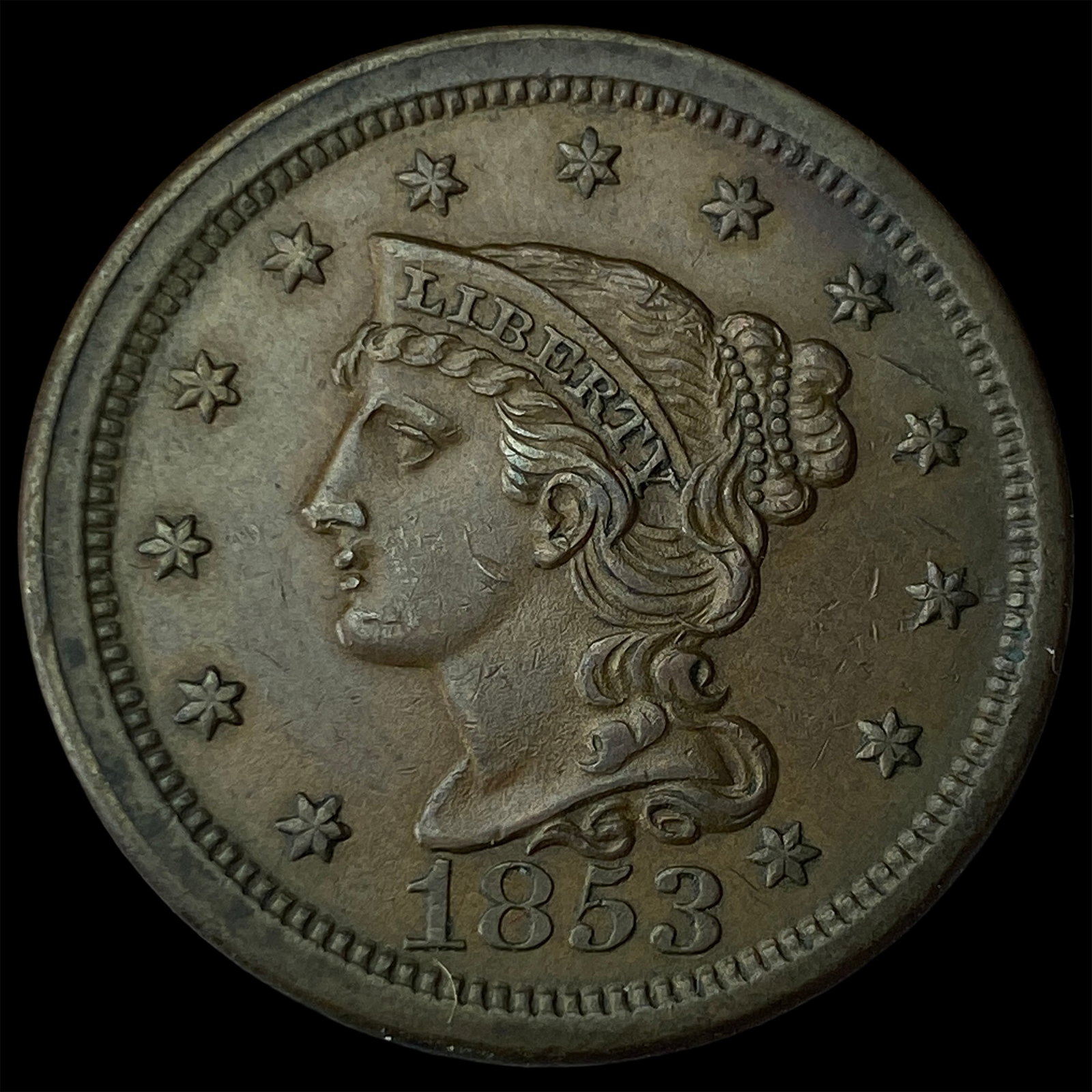 1853 Braided Hair Large Cent CHOICE BU (1 of 2)