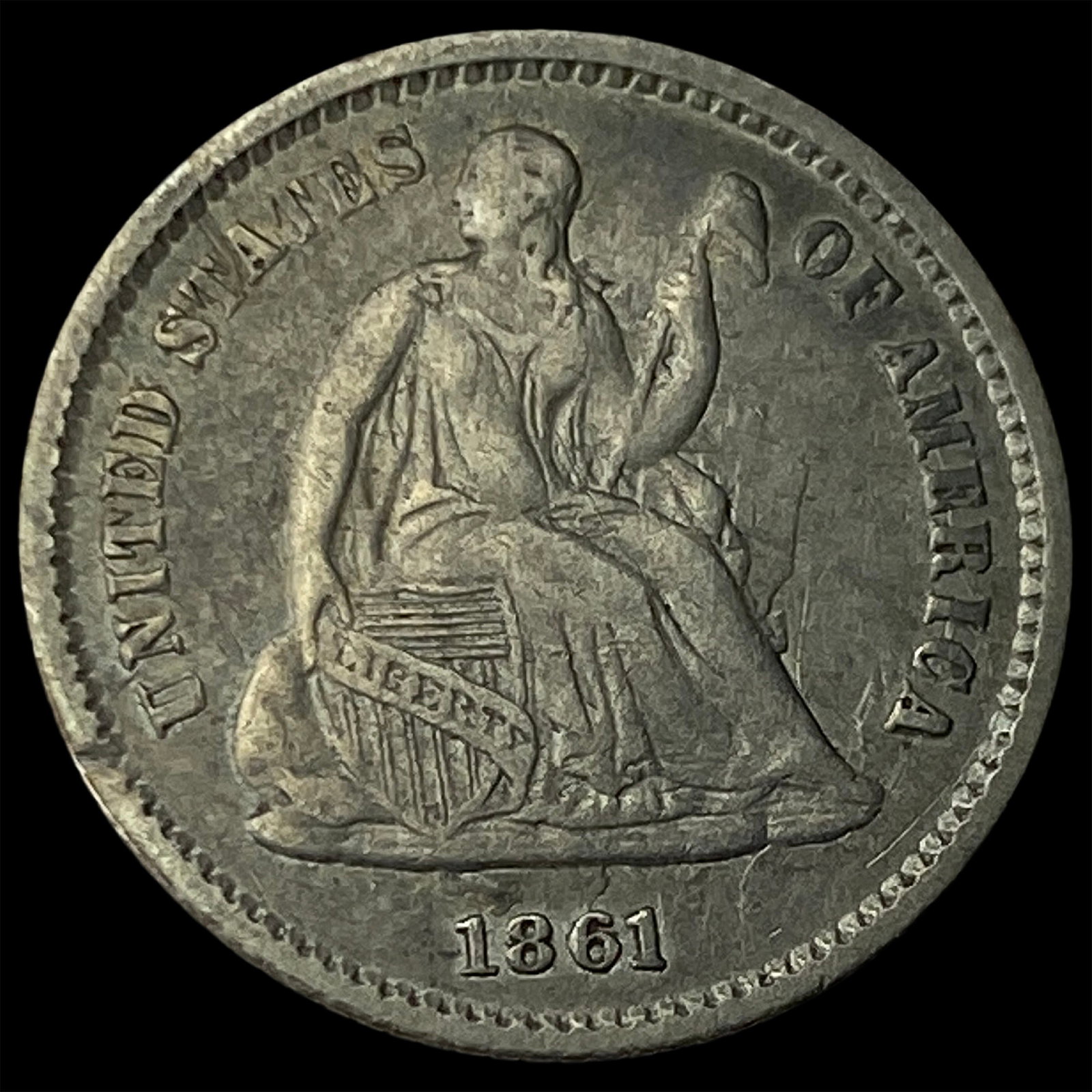 1861 Silver Half Dime CLOSELY UNCIRCULATED: 1861 Silver Half Dime CLOSELY UNCIRCULATED