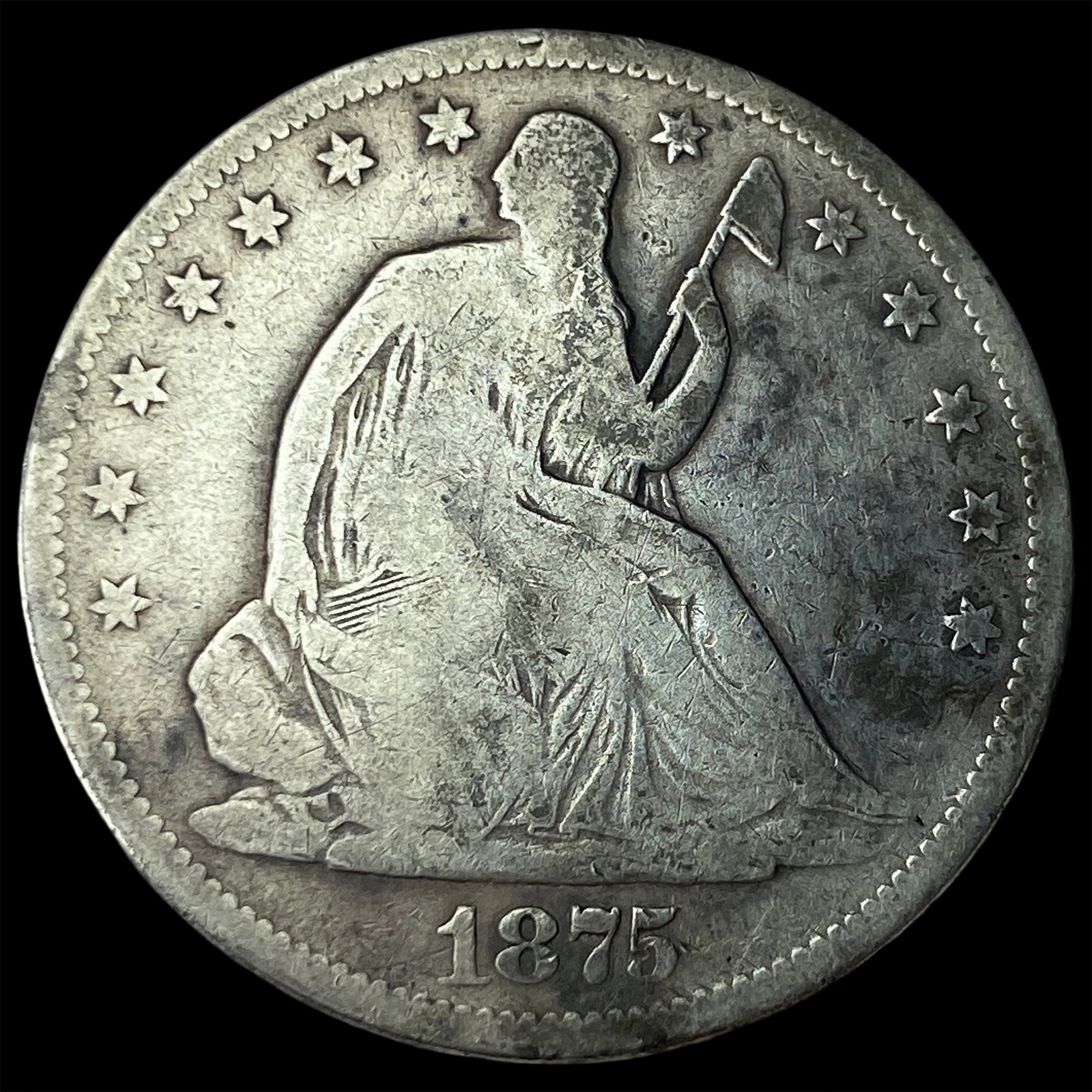 1875-S Silver Half Dollar (Seated Liberty) NICELY CIRCULATED: 1875-S Silver Half Dollar (Seated Liberty) NICELY CIRCULATED