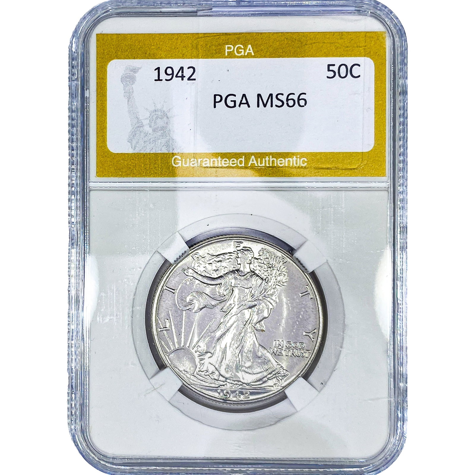 1942 Walking Liberty Half Dollar PGA MS66: 1942 Walking Liberty Half Dollar PGA MS66