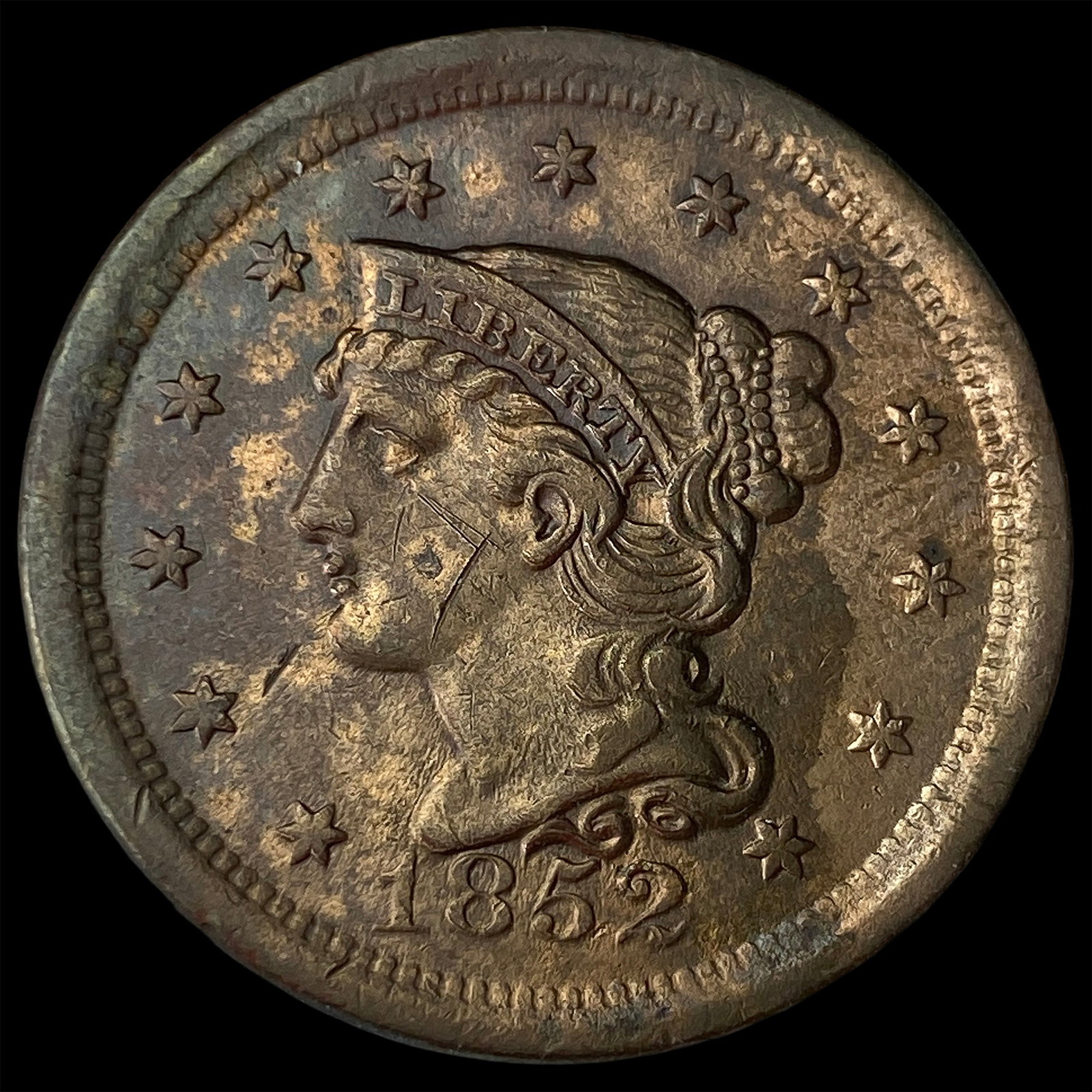 1852 Braided Hair Large Cent UNCIRCULATED: 1852 Braided Hair Large Cent UNCIRCULATED