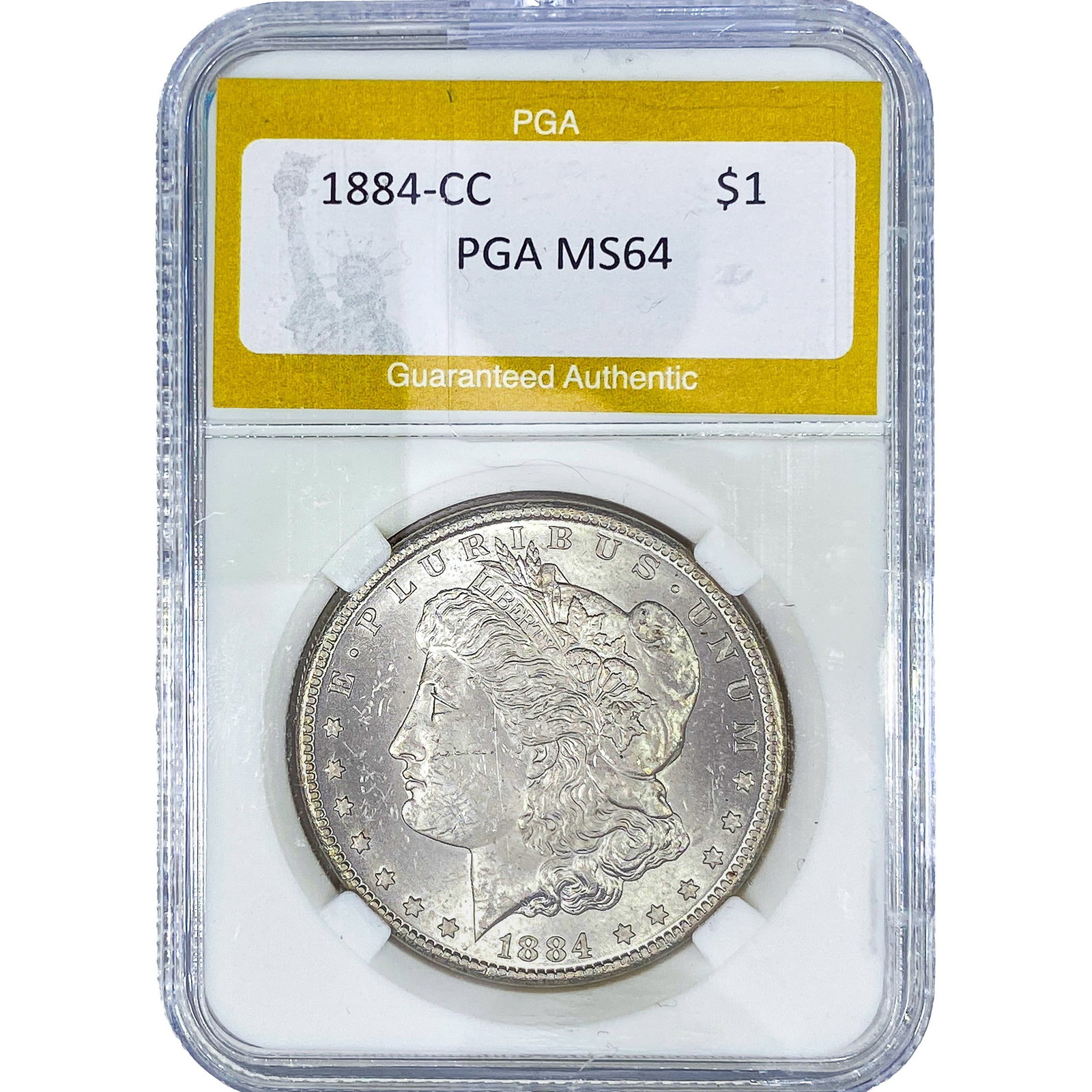 1884-CC Morgan Silver Dollar PGA MS64: 1884-CC Morgan Silver Dollar PGA MS64