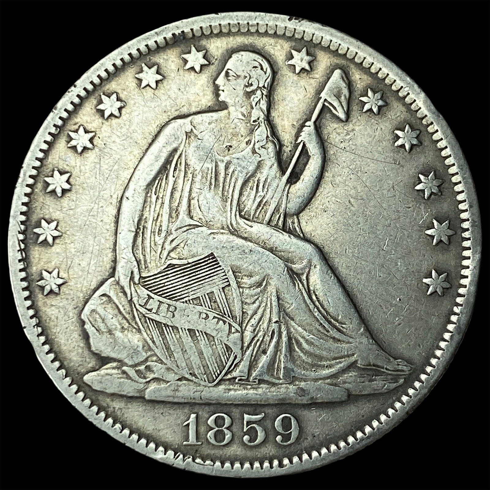 1859-O Silver Half Dollar NEARLY UNCIRCULATED: 1859-O Silver Half Dollar NEARLY UNCIRCULATED