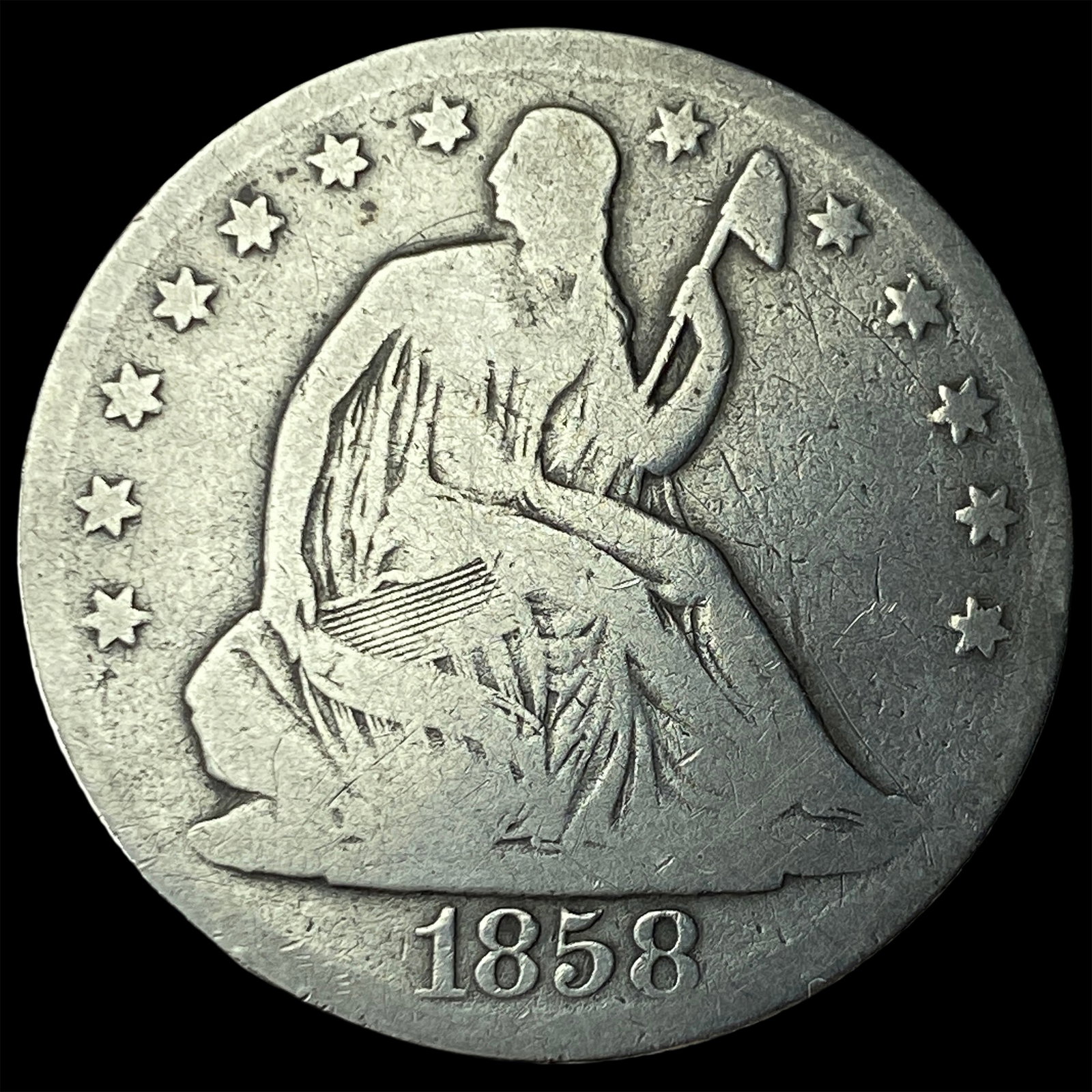 1858-O Silver Half Dollar NICELY CIRCULATED: 1858-O Silver Half Dollar NICELY CIRCULATED