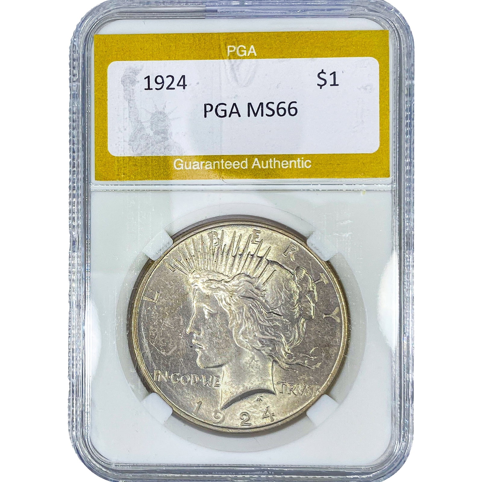 1924 Silver Peace Dollar PGA MS66: 1924 Silver Peace Dollar PGA MS66