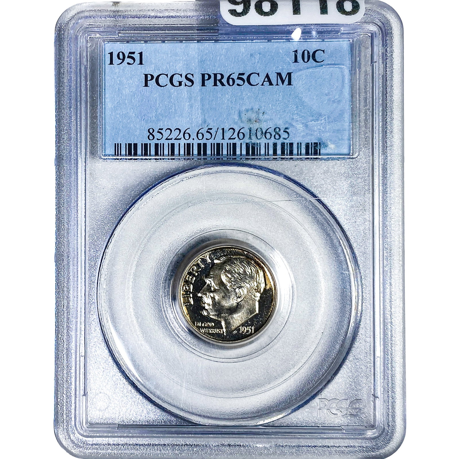 1951 Roosevelt Dime PCGS PR65 CAM: 1951 Roosevelt Dime PCGS PR65 CAM