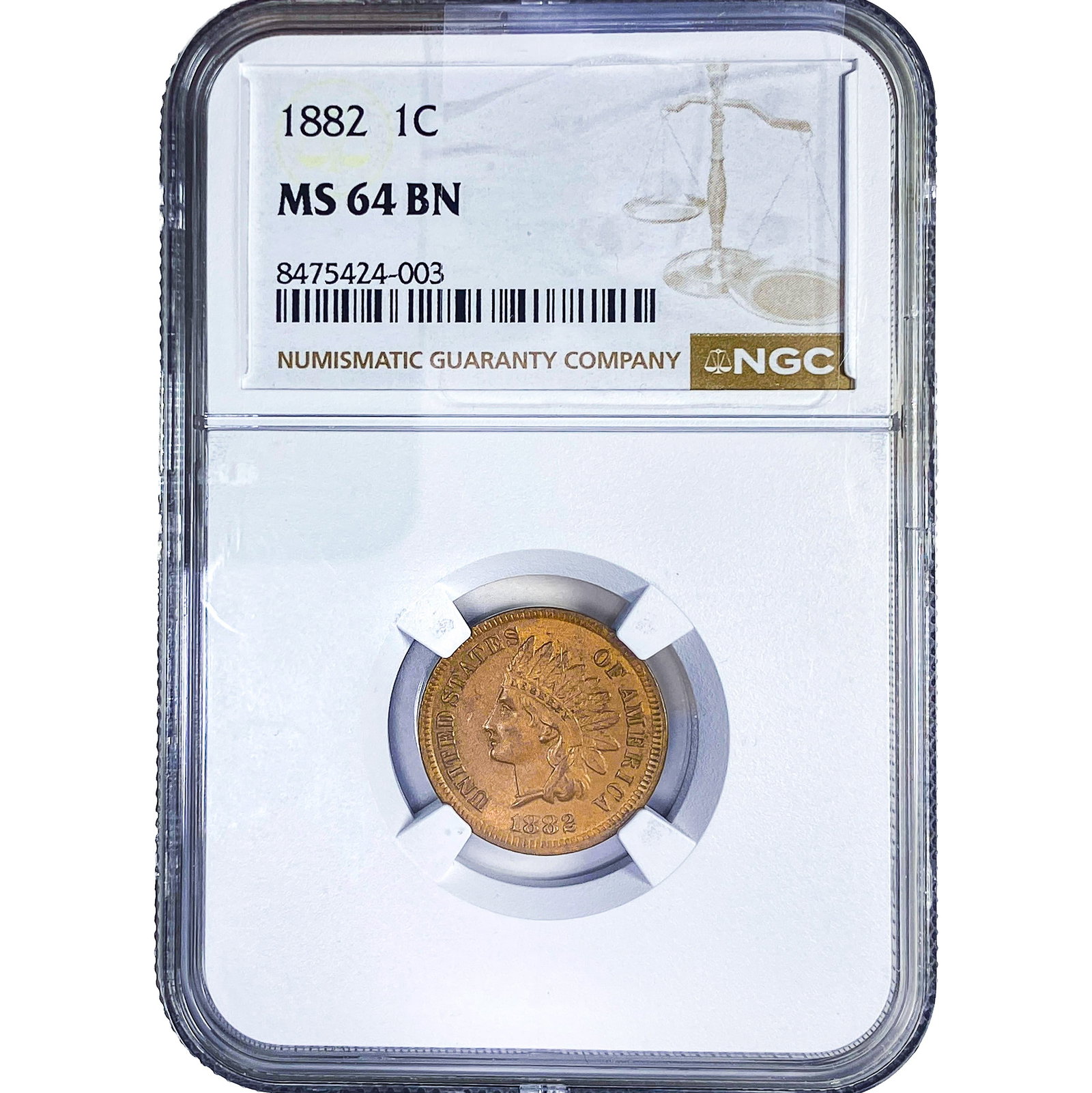 1882 Wheat Cent NGC MS64 BN: 1882 Wheat Cent NGC MS64 BN