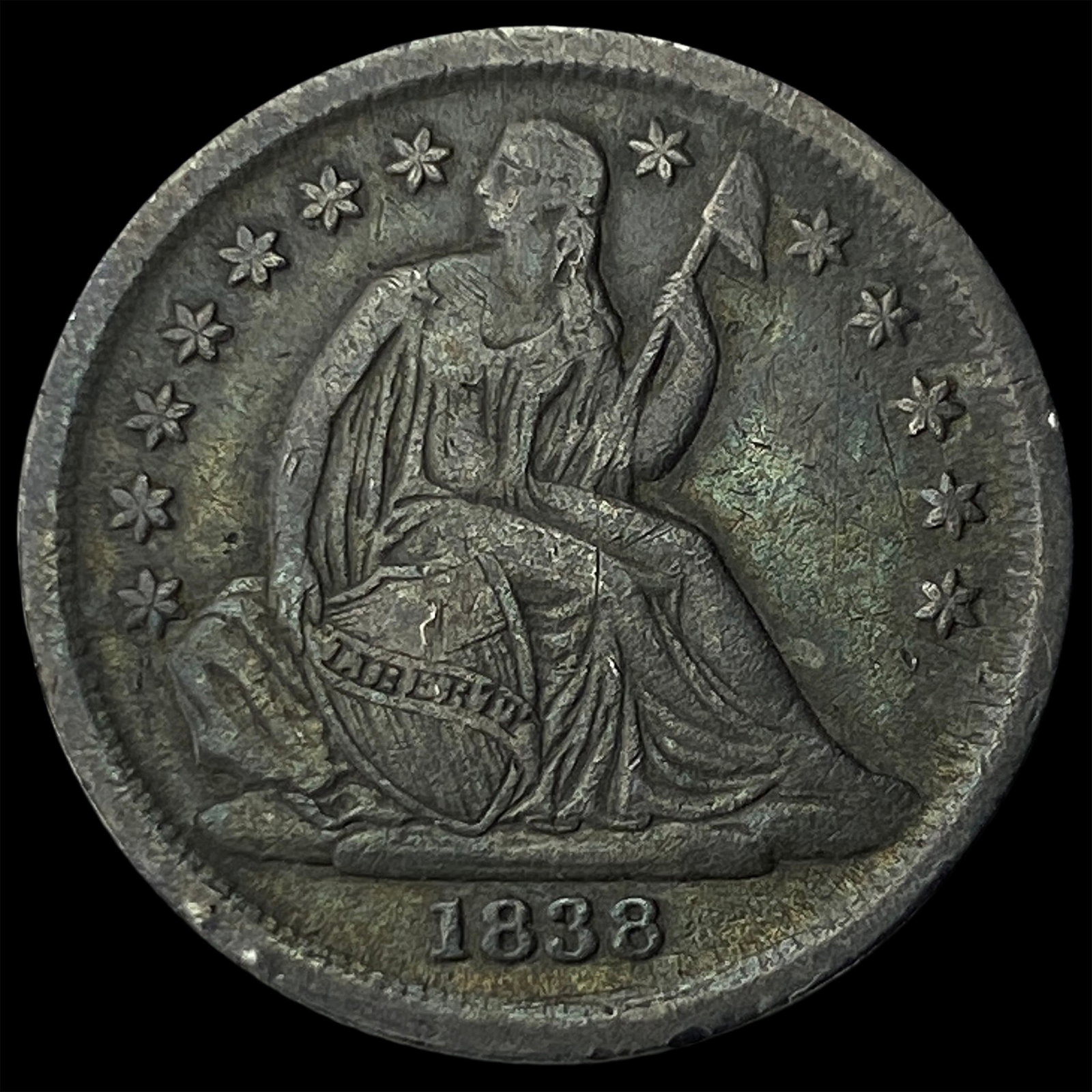 1838 Seated Liberty Dime NEARLY UNCIRCULATED: 1838 Seated Liberty Dime NEARLY UNCIRCULATED