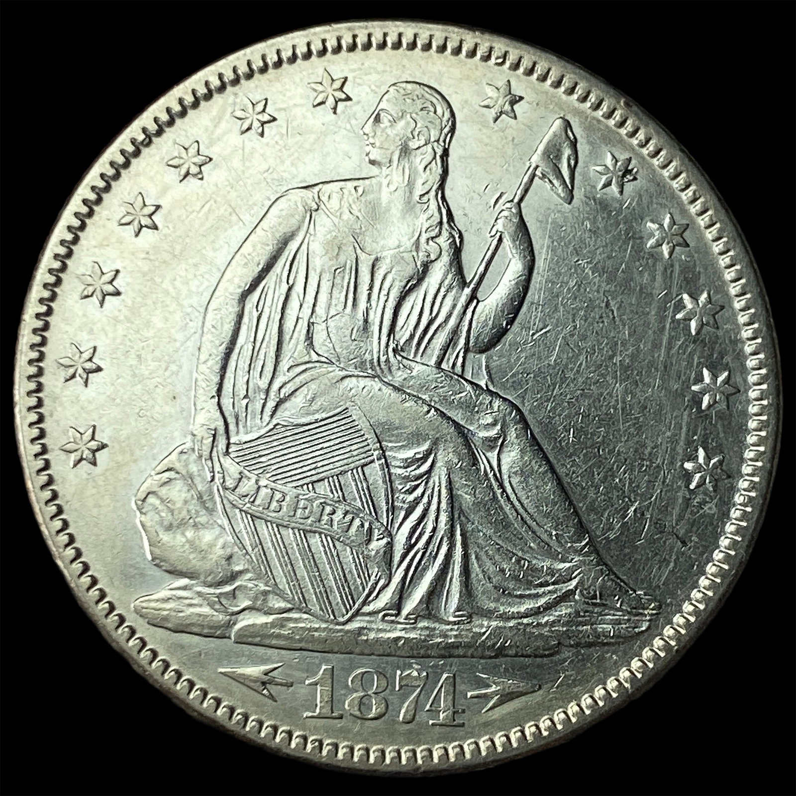 1874 Arrows Seated Liberty Half Dollar UNCIRCULATED: 1874 Arrows Seated Liberty Half Dollar UNCIRCULATED