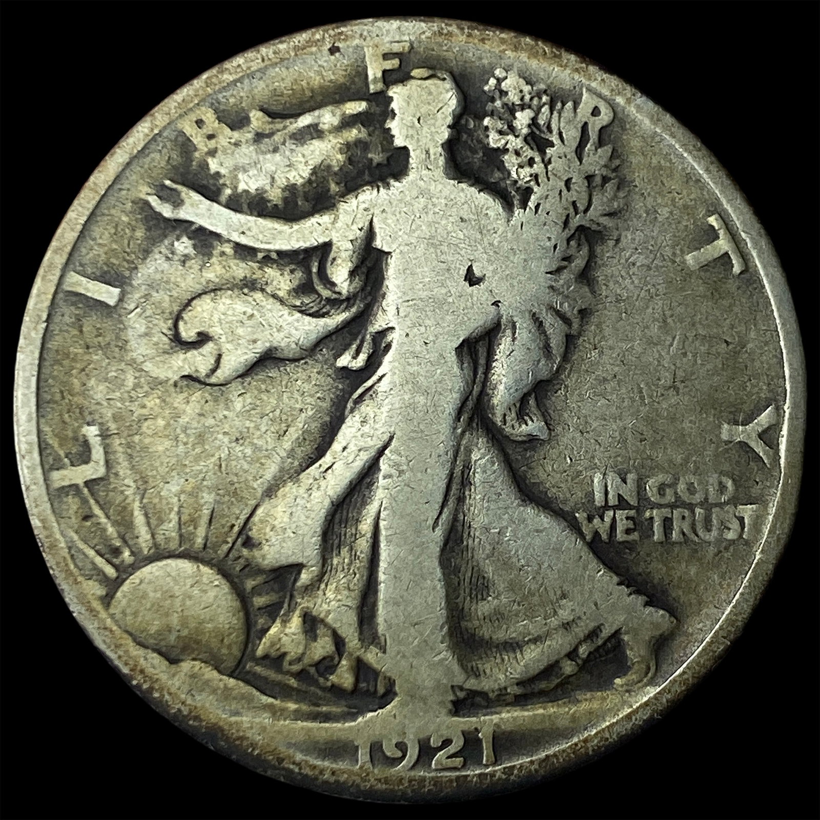 1921-S Silver Walking Liberty Half Dollar NICELY CIRCULATED: 1921-S Silver Walking Liberty Half Dollar NICELY CIRCULATED