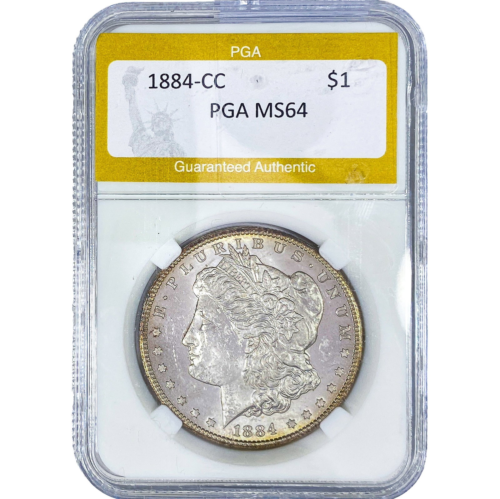 1884-CC Morgan Silver Dollar PGA MS64: 1884-CC Morgan Silver Dollar PGA MS64