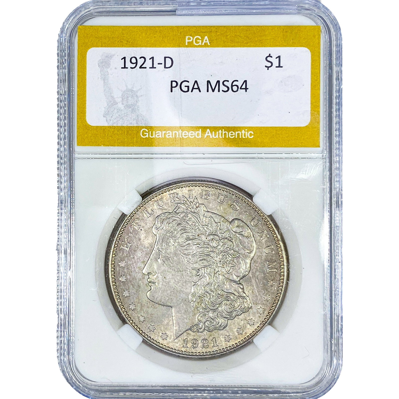 1921-D Morgan Silver Dollar PGA MS64: 1921-D Morgan Silver Dollar PGA MS64
