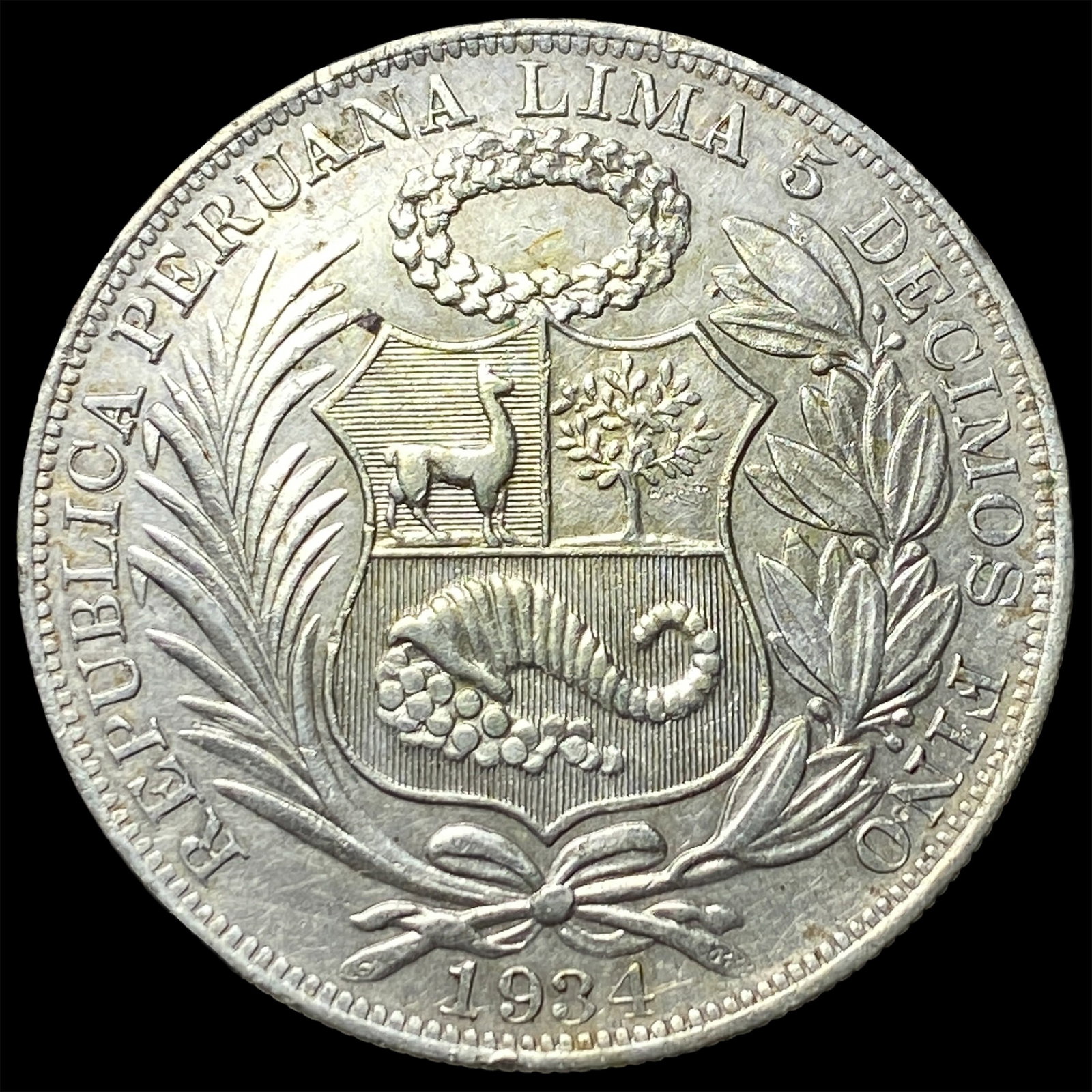 1934 Peru Silver 1 Sol - 2