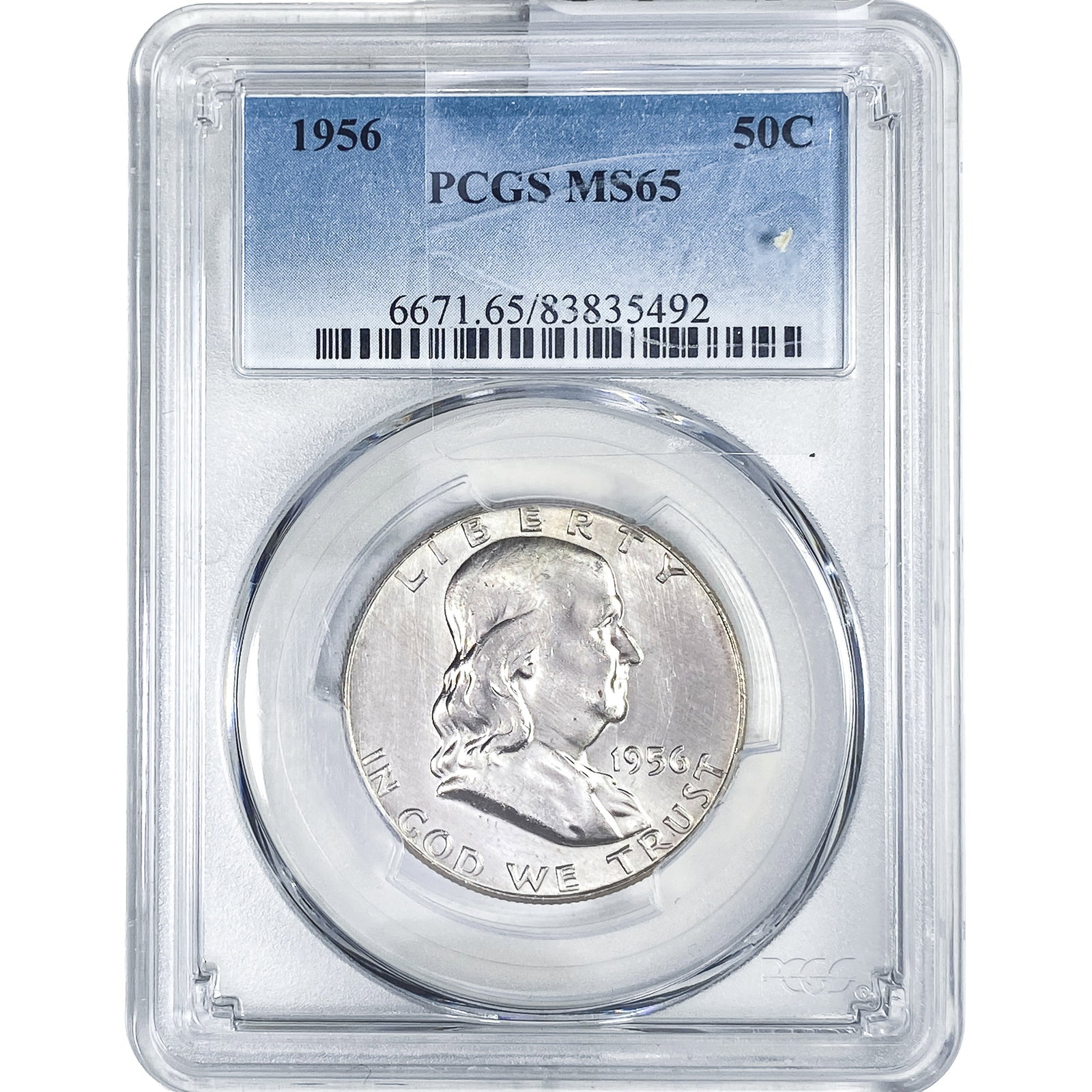 1956 Franklin Half Dollar PCGS MS65: 1956 Franklin Half Dollar PCGS MS65