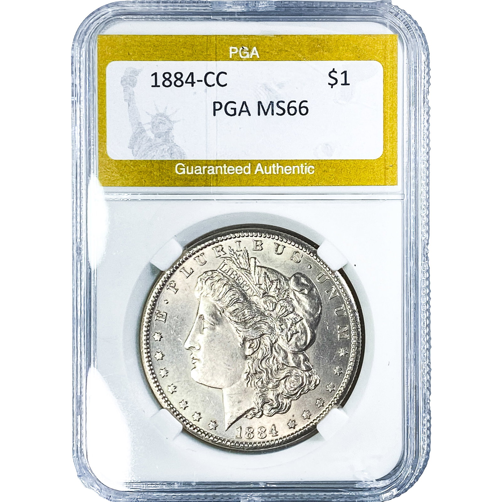 1884-CC Morgan Silver Dollar PGA MS66: 1884-CC Morgan Silver Dollar PGA MS66