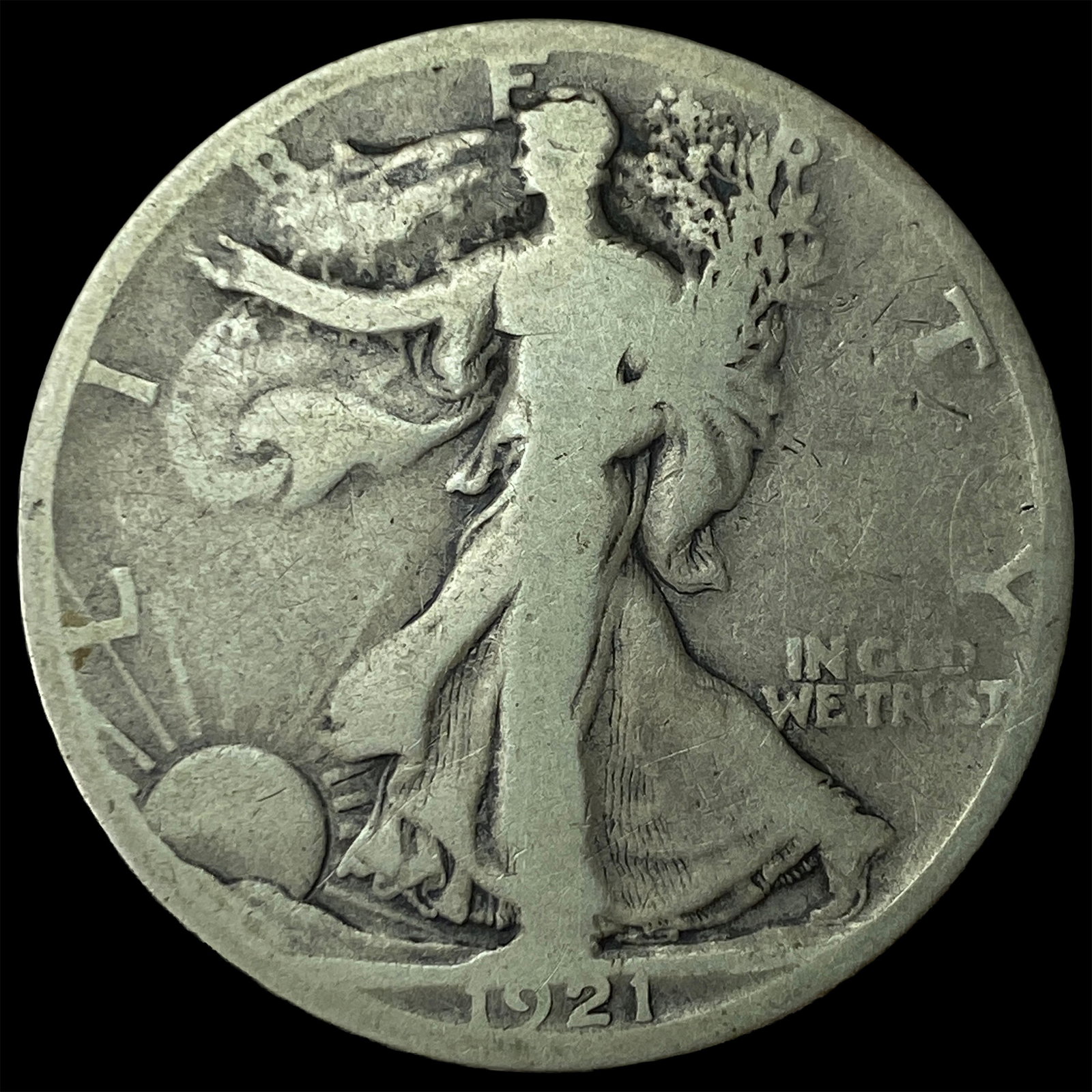 1921-S Silver Walking Liberty Half Dollar NICELY CIRCULATED: 1921-S Silver Walking Liberty Half Dollar NICELY CIRCULATED