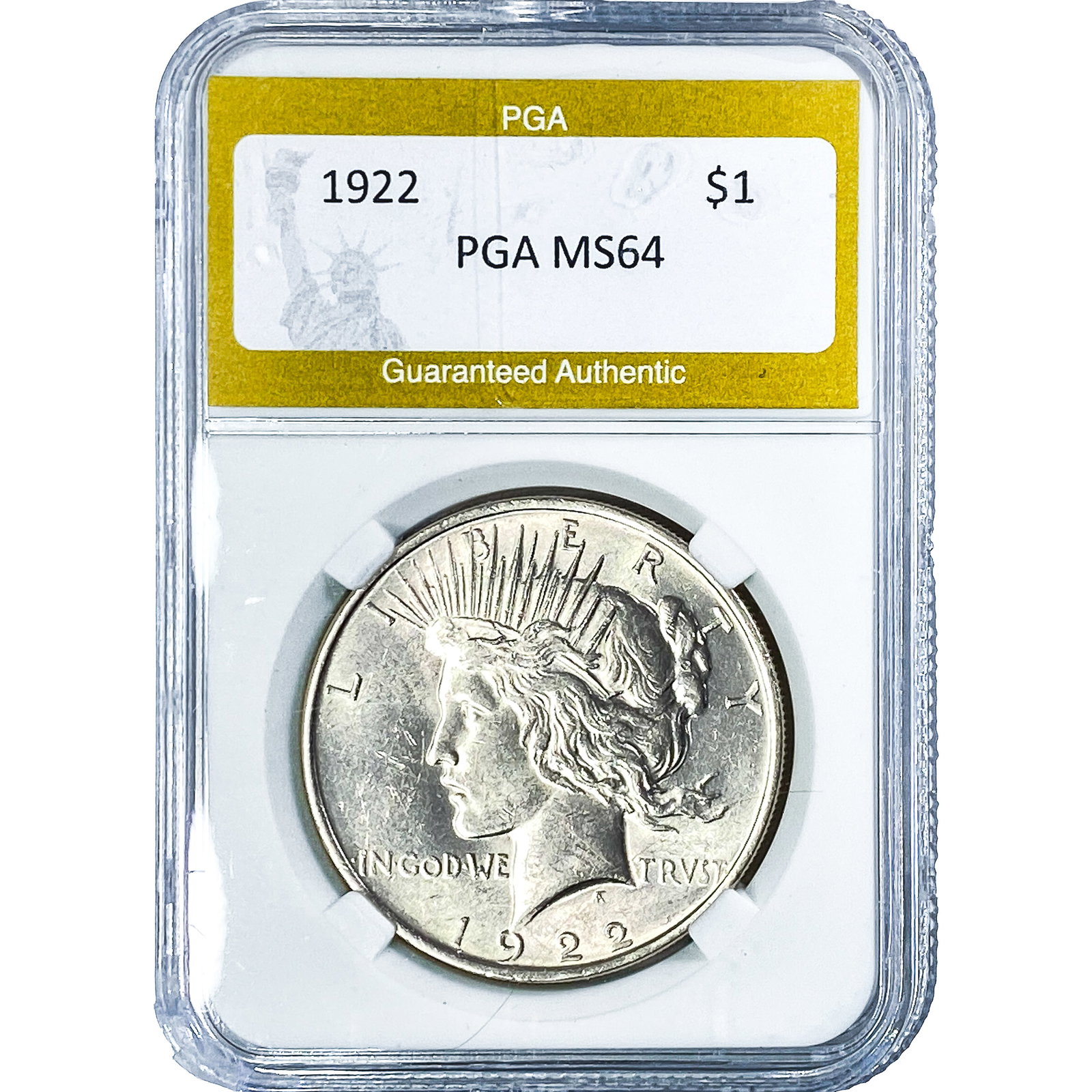 1922 Silver Peace Dollar PGA MS64: 1922 Silver Peace Dollar PGA MS64