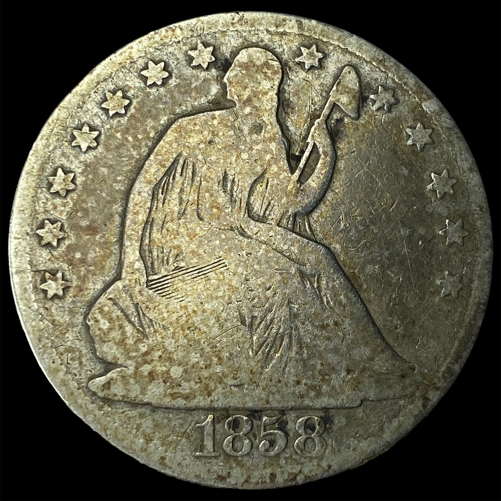 1858-O Silver Half Dollar NICELY CIRCULATED: 1858-O Silver Half Dollar NICELY CIRCULATED