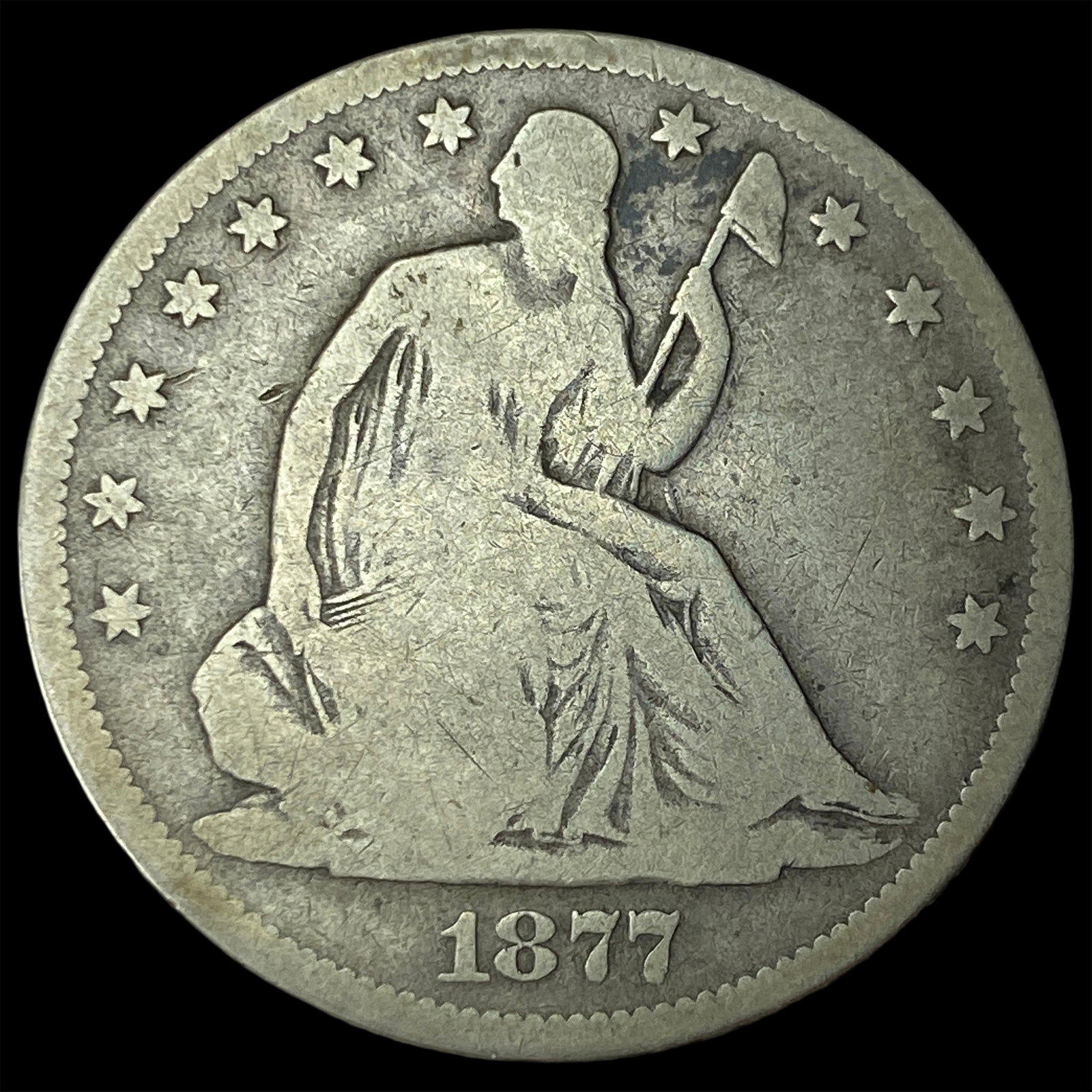 1877-CC Silver Half Dollar NICELY CIRCULATED: 1877-CC Silver Half Dollar NICELY CIRCULATED