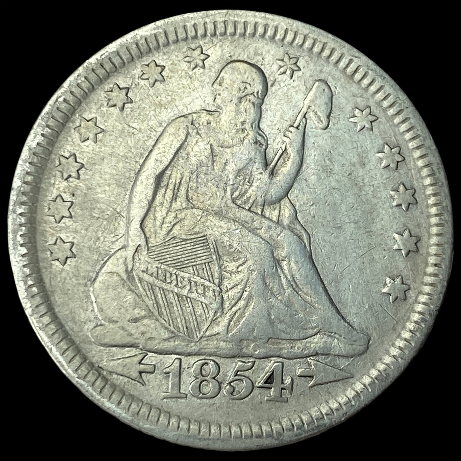 1854 Arrows Seated Liberty Quarter NEARLY UNCIRCULATED: 1854 Arrows Seated Liberty Quarter NEARLY UNCIRCULATED