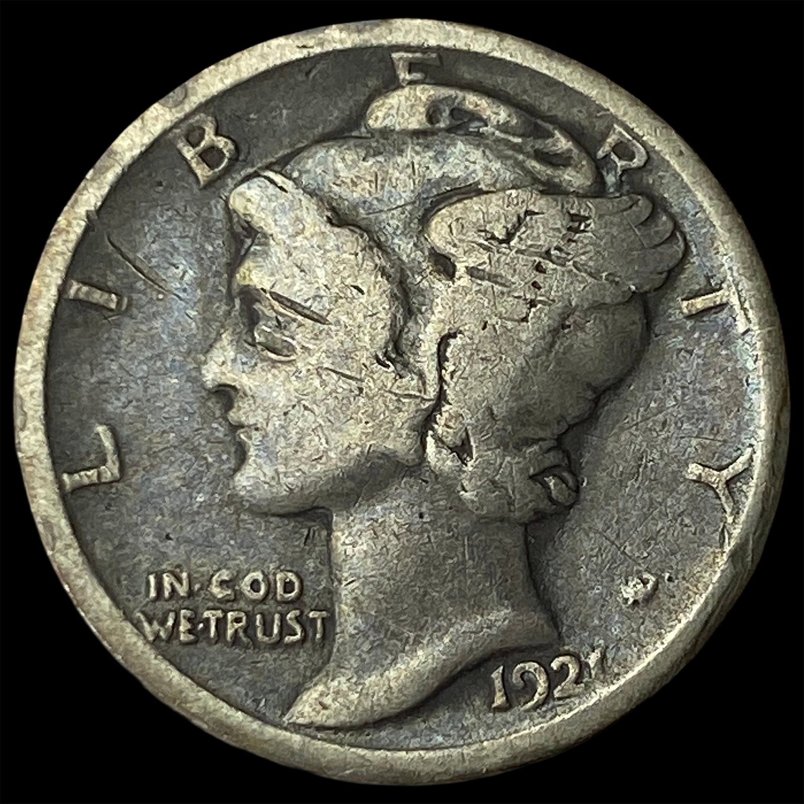 1921 Silver Mercury Dime LIGHTLY CIRCULATED: 1921 Silver Mercury Dime LIGHTLY CIRCULATED