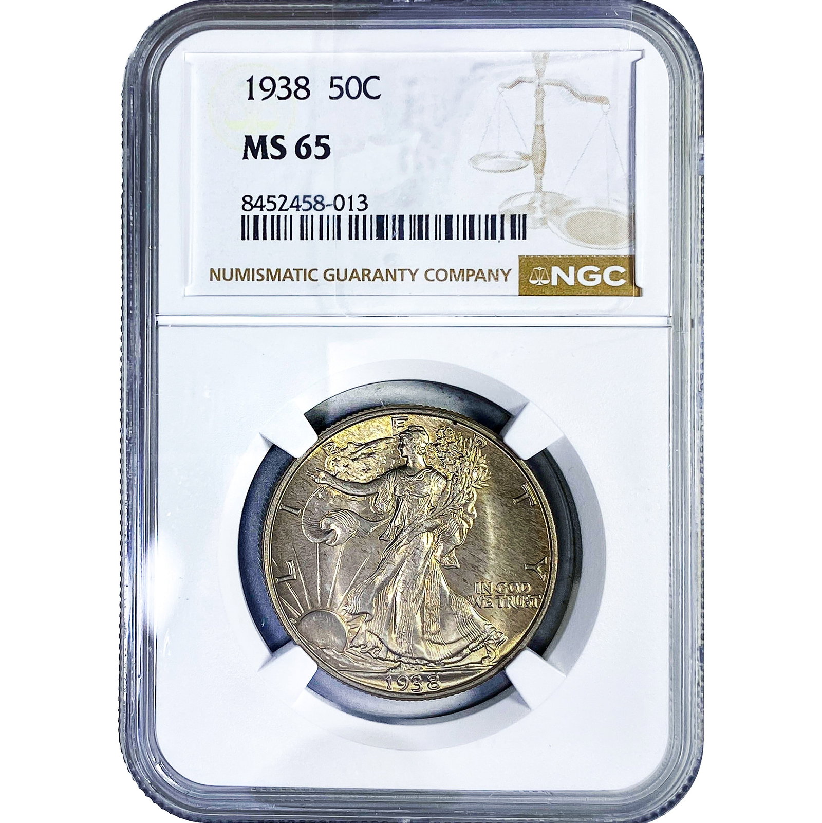 1938 Walking Liberty Half Dollar NGC MS65: 1938 Walking Liberty Half Dollar NGC MS65