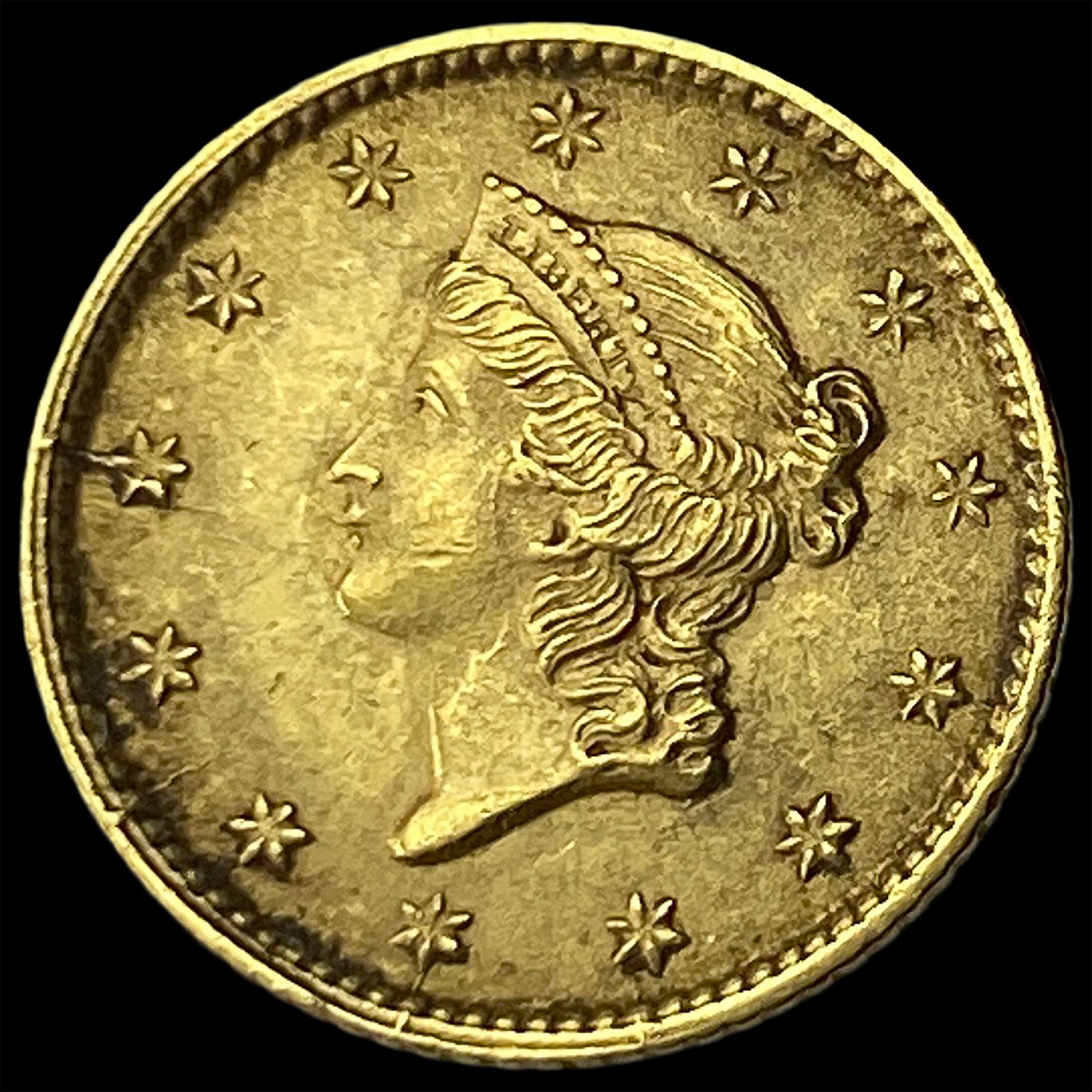 1853 Gold $1 Liberty Head Type 1 CLOSELY UNCIRCULATED: 1853 Gold $1 Liberty Head Type 1 CLOSELY UNCIRCULATED