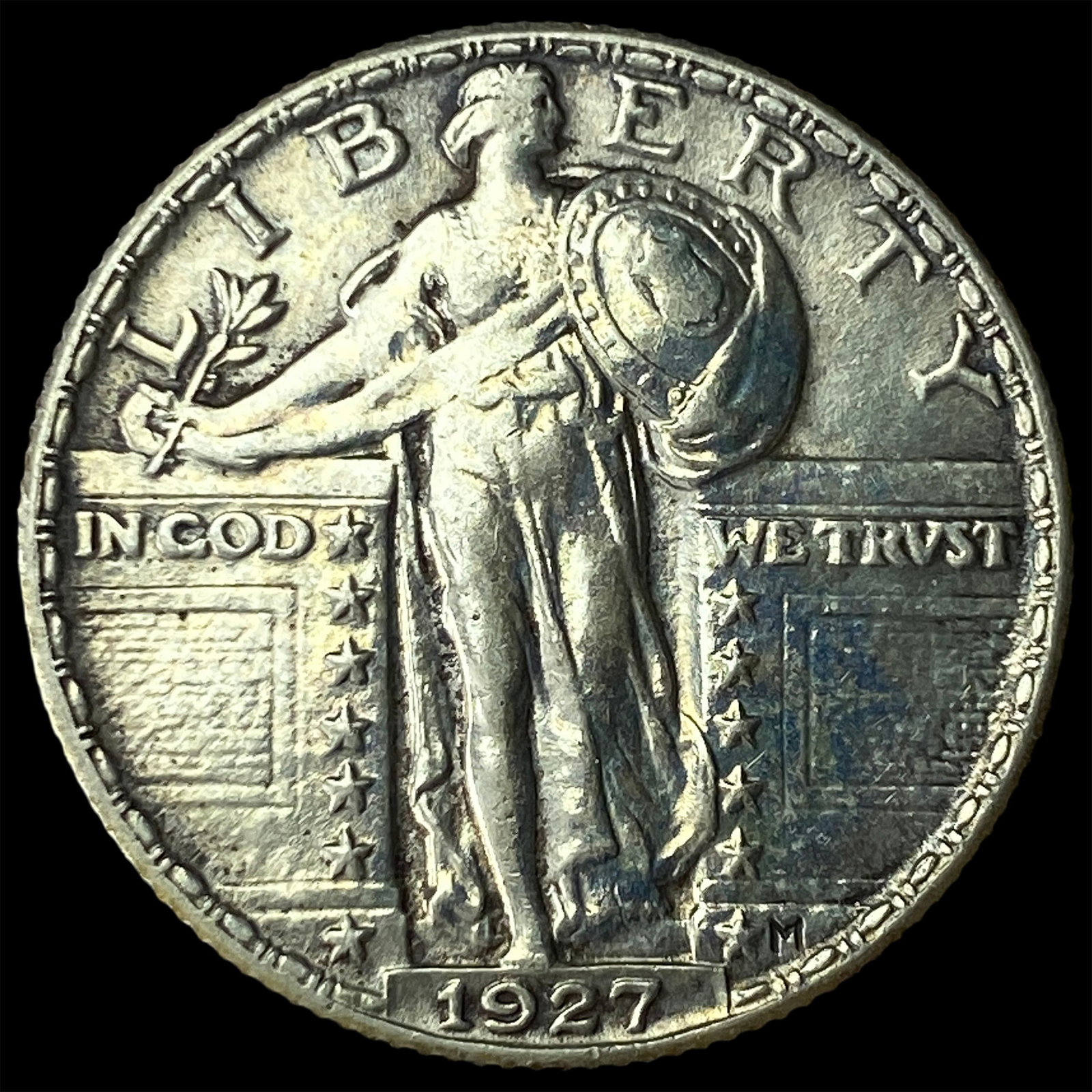 1927-S Silver Standing Liberty Quarter CHOICE AU: 1927-S Silver Standing Liberty Quarter CHOICE AU