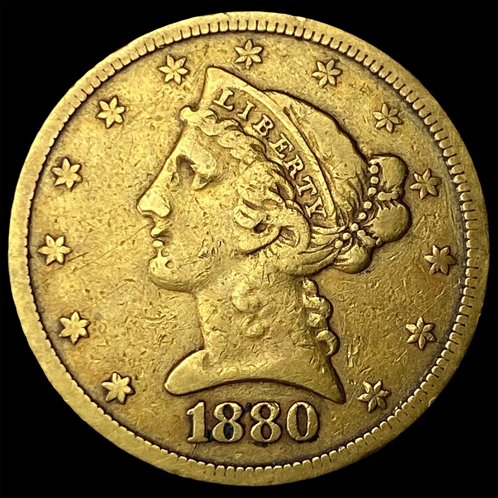 1880 $5 Liberty Head Half Eagle NEARLY UNCIRCULATED (1 of 2)