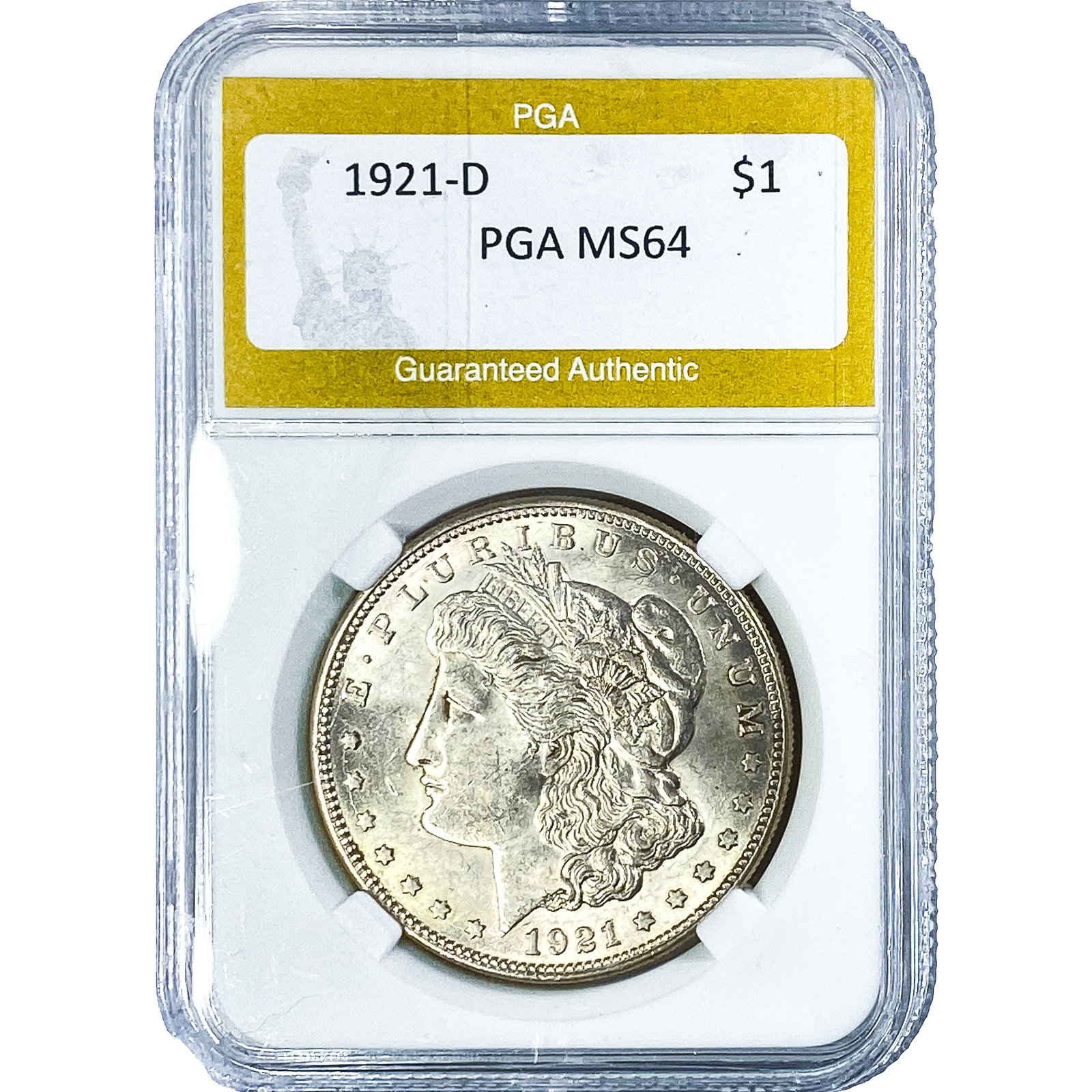 1921-D Morgan Silver Dollar PGA MS64: 1921-D Morgan Silver Dollar PGA MS64