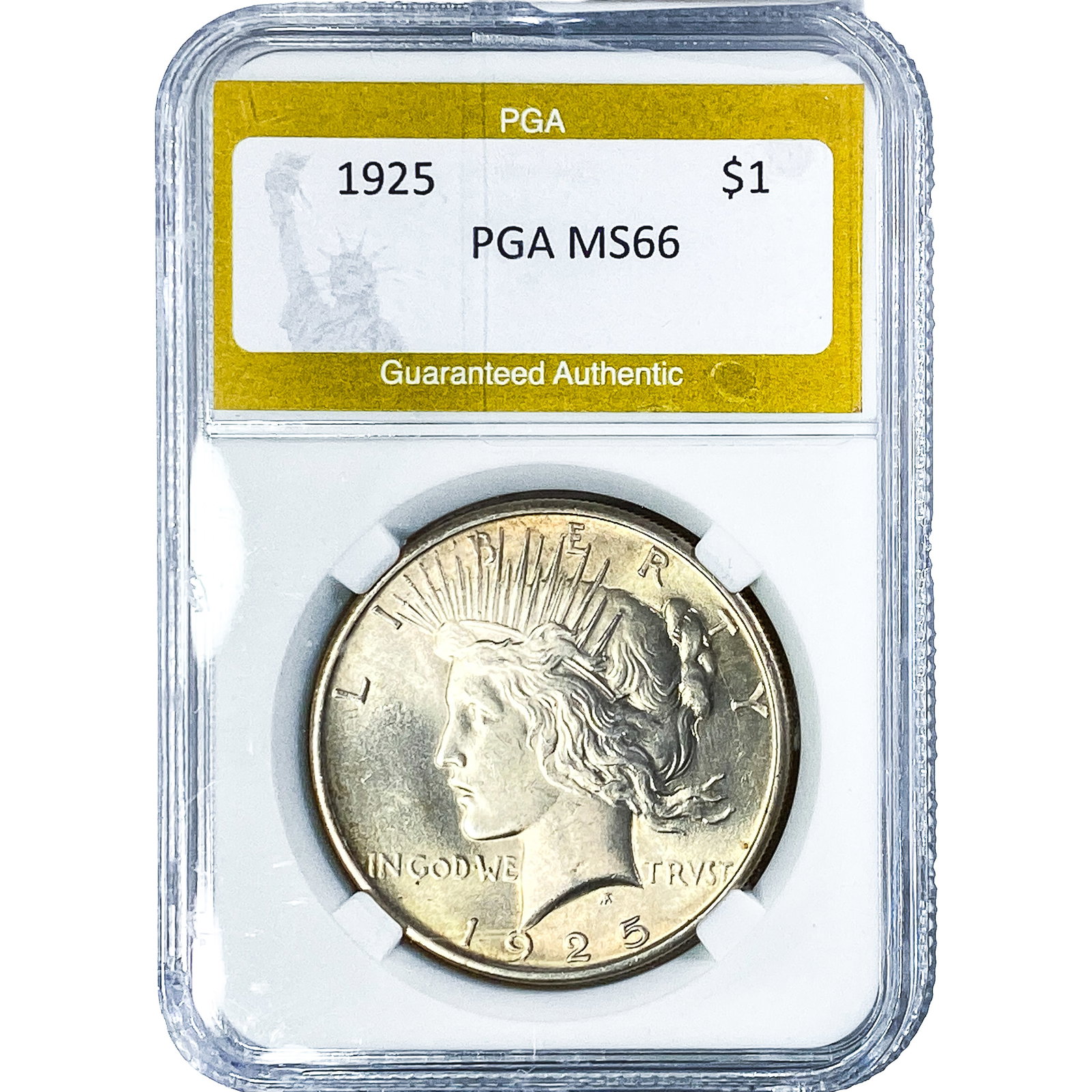 1925 Silver Peace Dollar PGA MS66: 1925 Silver Peace Dollar PGA MS66