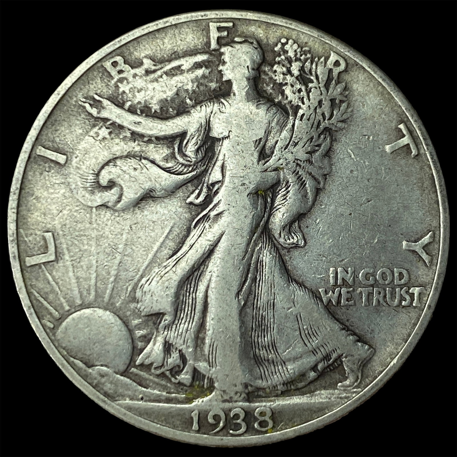 1938-D Silver Walking Liberty Half Dollar NEARLY UNCIRCULATED: 1938-D Silver Walking Liberty Half Dollar NEARLY UNCIRCULATED