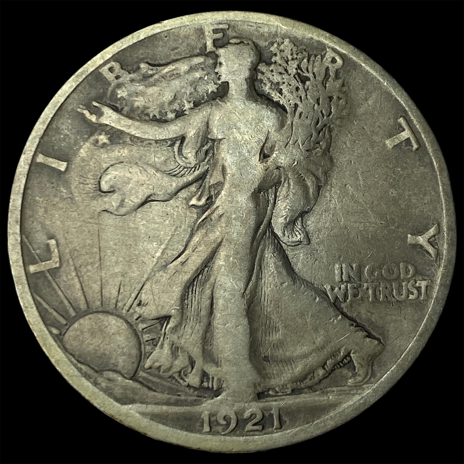 1921-D Silver Walking Liberty Half Dollar LIGHTLY CIRCULATED (1 of 2)