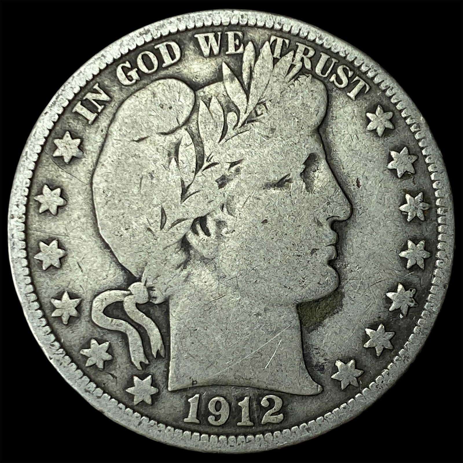 1912-S Silver Barber Half Dollar LIGHTLY CIRCULATED: 1912-S Silver Barber Half Dollar LIGHTLY CIRCULATED