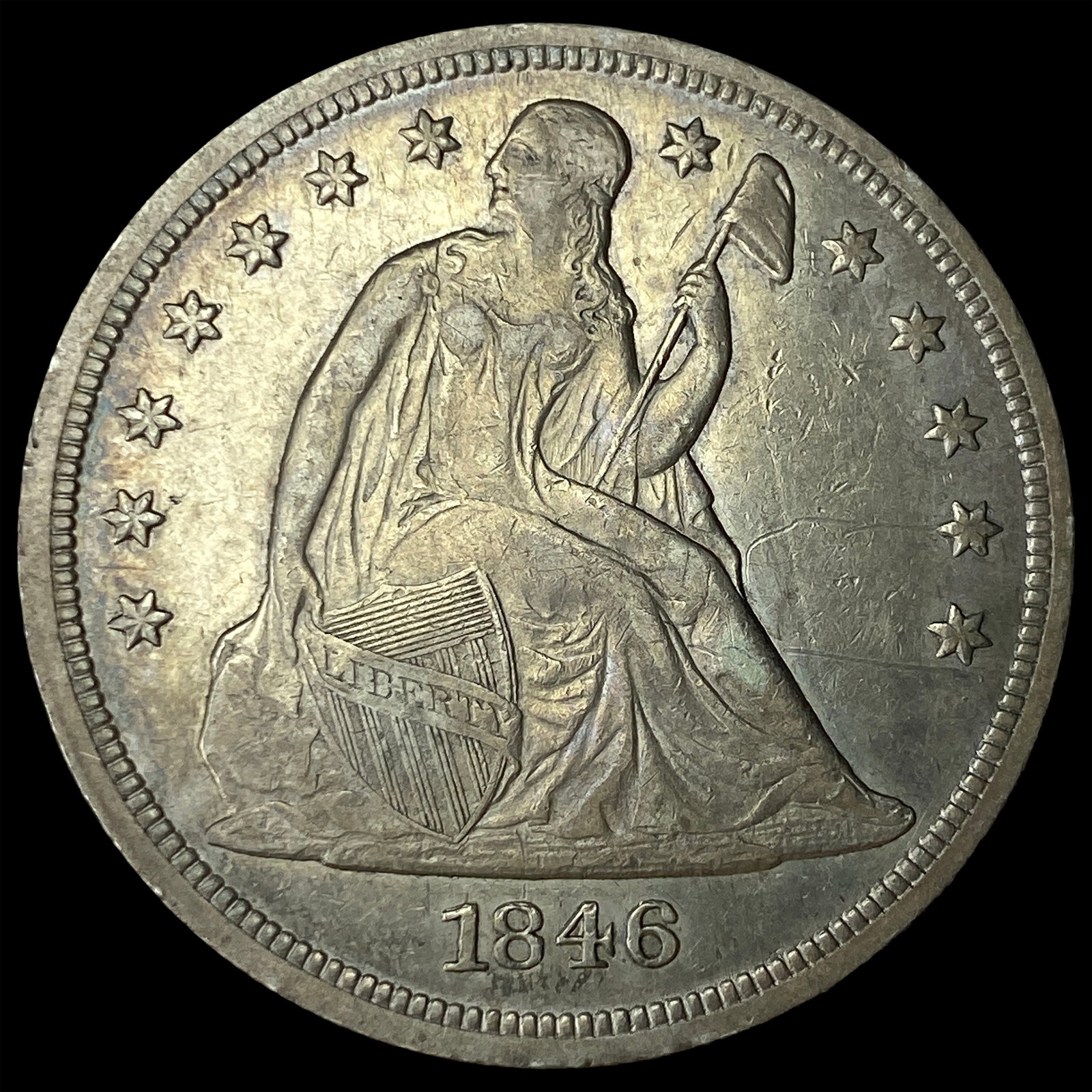 1846 Seated Liberty Silver Dollar CHOICE AU: 1846 Seated Liberty Silver Dollar CHOICE AU