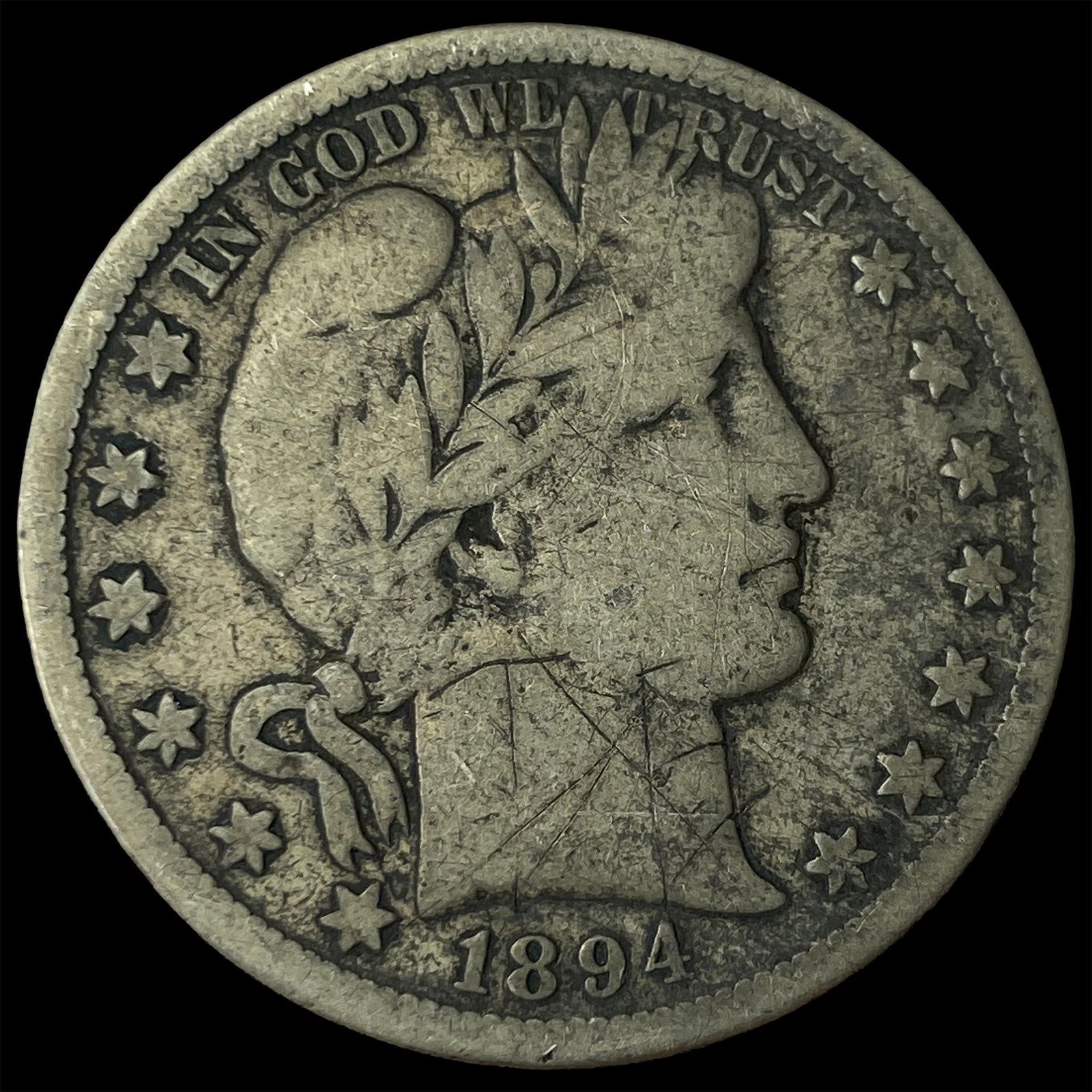 1894-S Silver Barber Half Dollar NICELY CIRCULATED