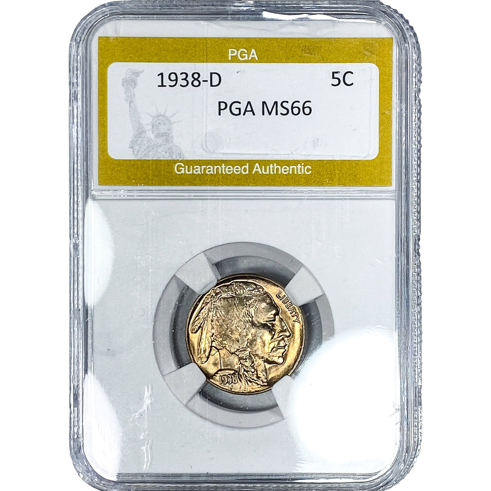 1938-D Buffalo Nickel PGA MS66: 1938-D Buffalo Nickel PGA MS66