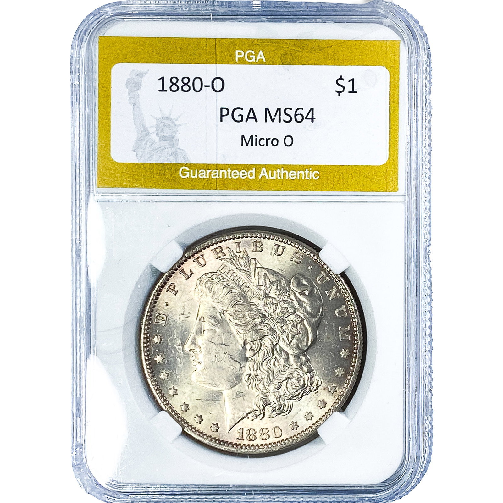 1880-O Morgan Silver Dollar PGA MS64 Micro O: 1880-O Morgan Silver Dollar PGA MS64 Micro O
